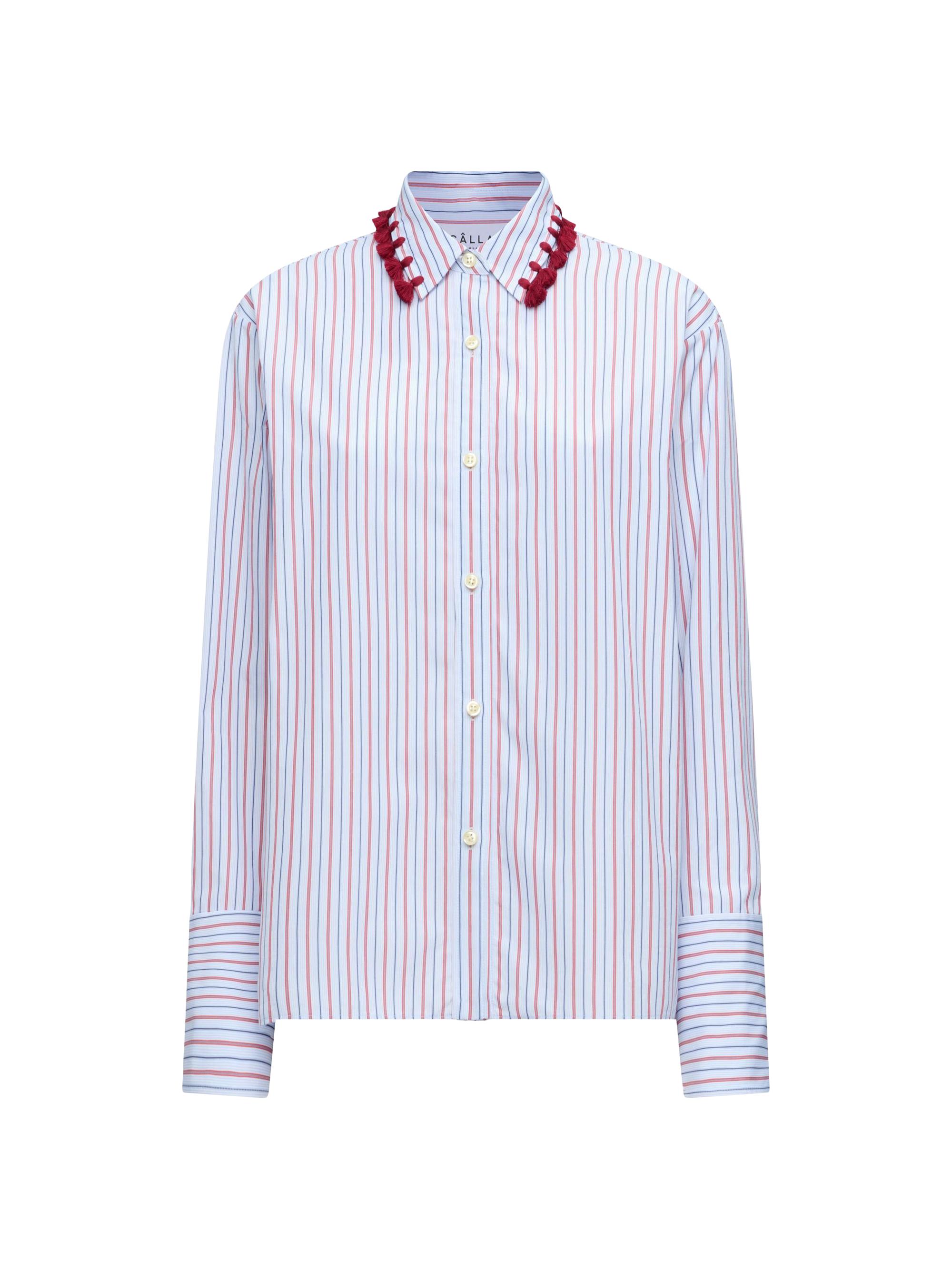 Callas Milano Women's Billie Tassel Collar Shirt - Multicolor Stripes