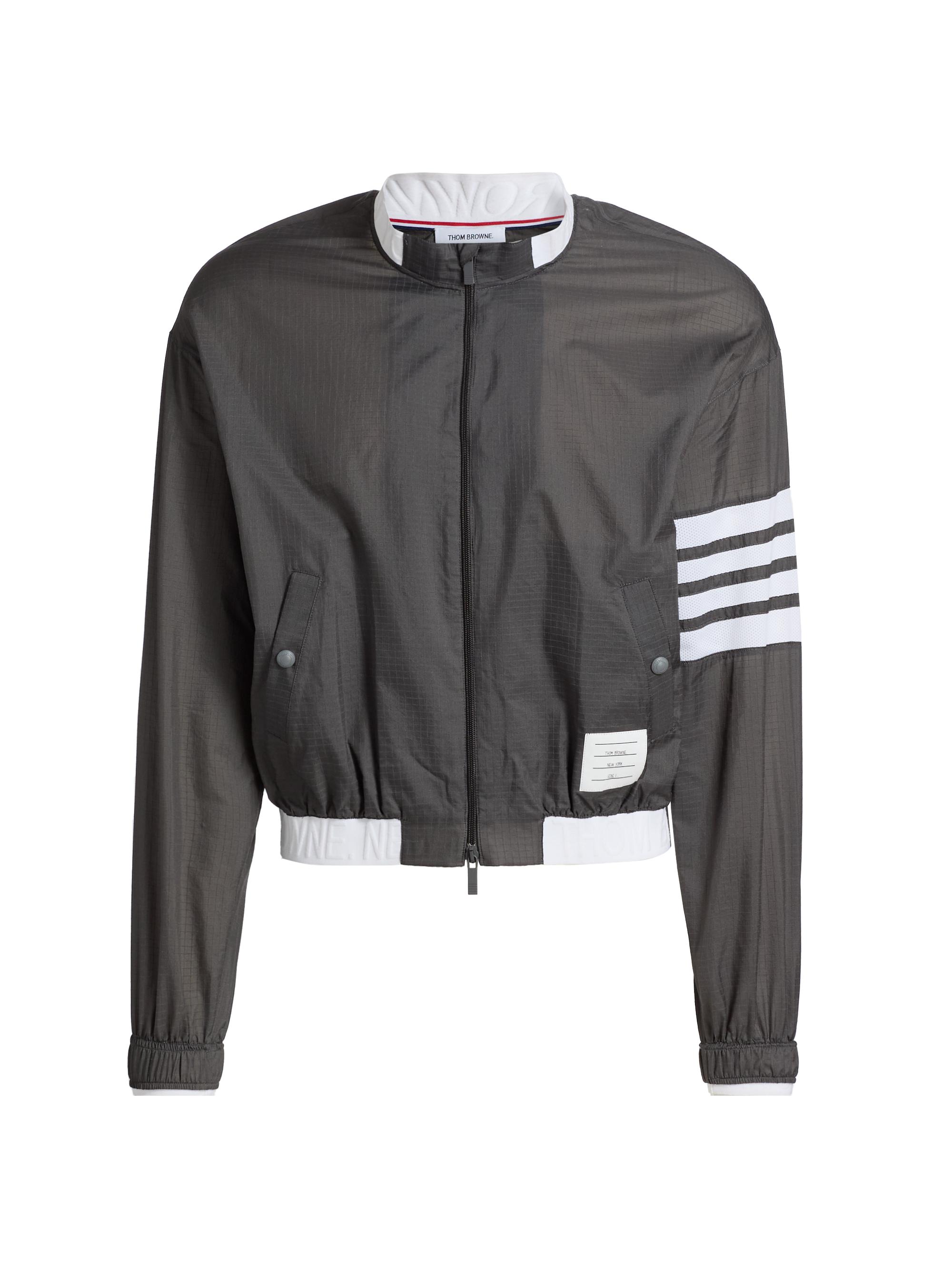 Thom Browne Men's Ultralight Nylon Ripstop Windbreaker Jacket - Charcoal