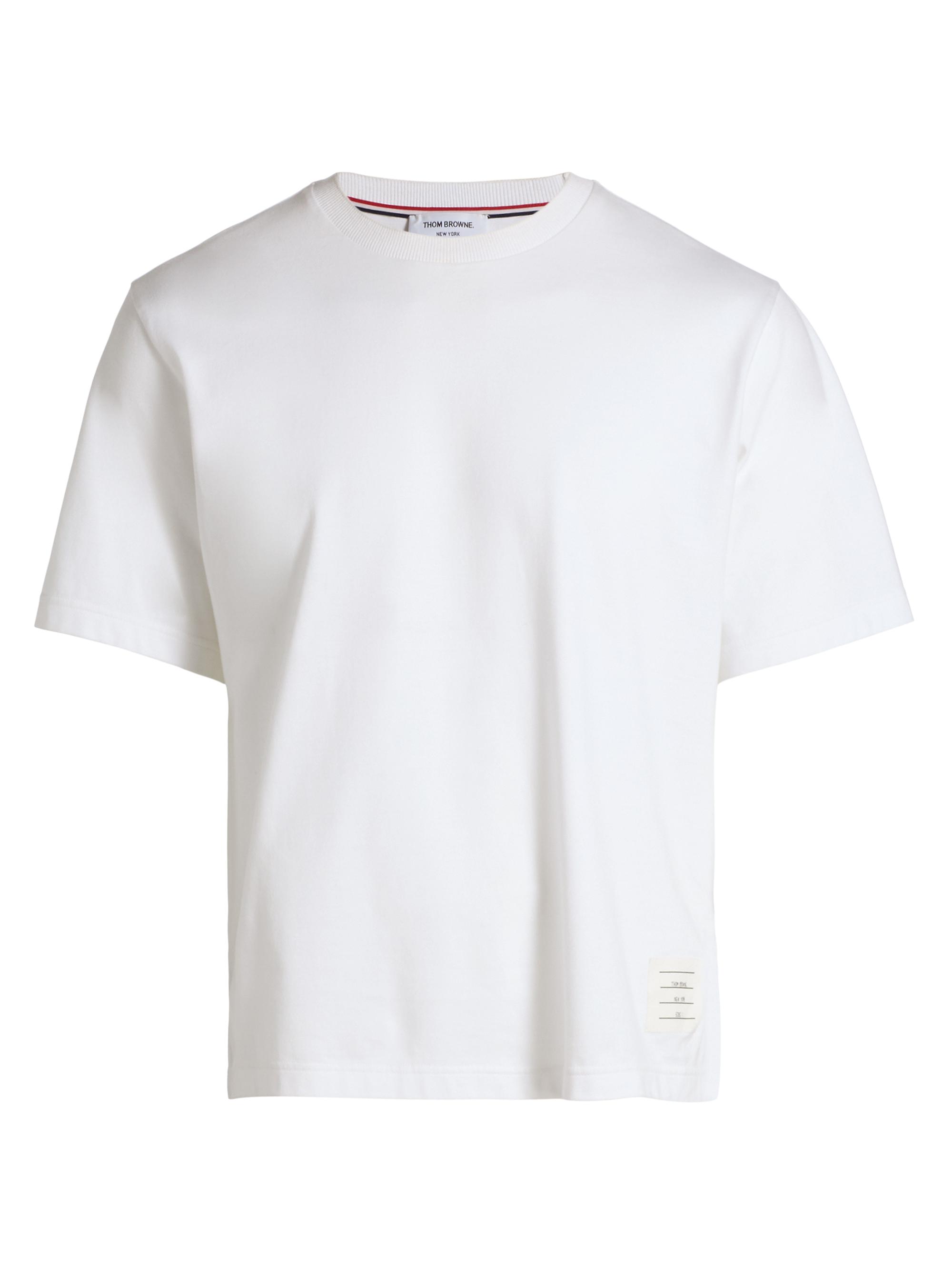 【美品】THOM BROWNE ホワイト Tシャツ　サイズ１ Thom Browne RWB Trim Oversized Cotton Crewneck T-Shirt | Saks