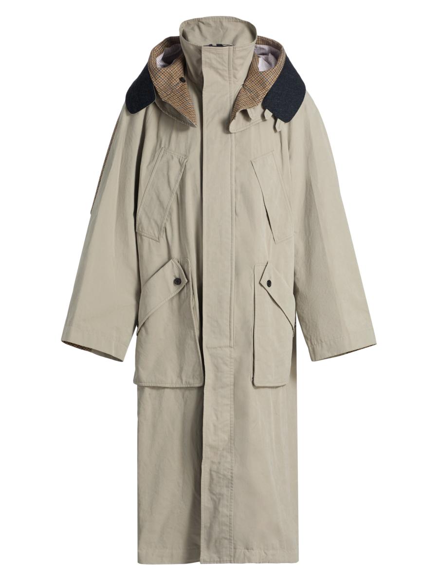 Thom Browne Men's Waxed Cotton Hooded Parka In Gray