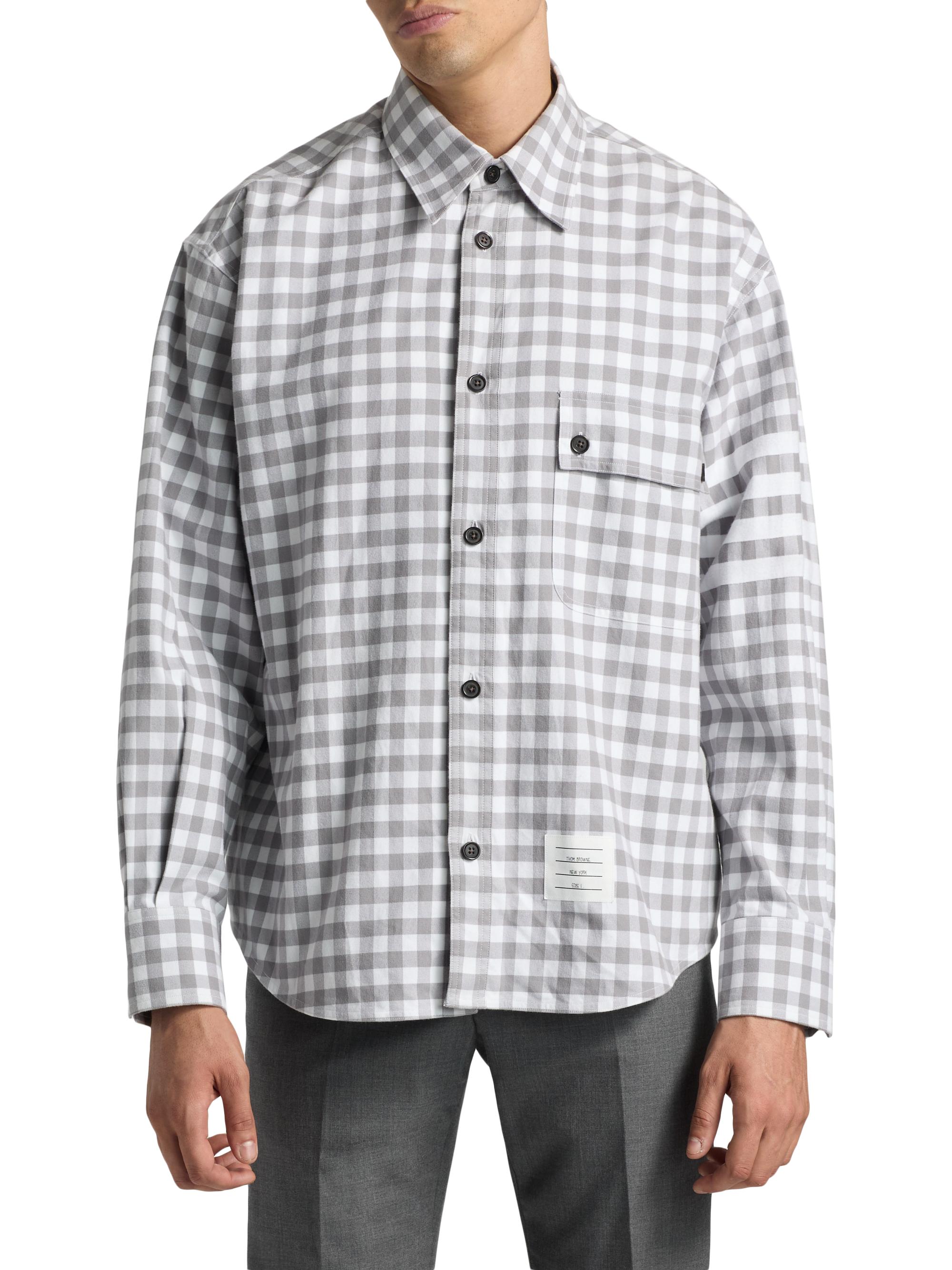 Thom Browne Gingham-Check Flannel Shirt | Saks Fifth Avenue