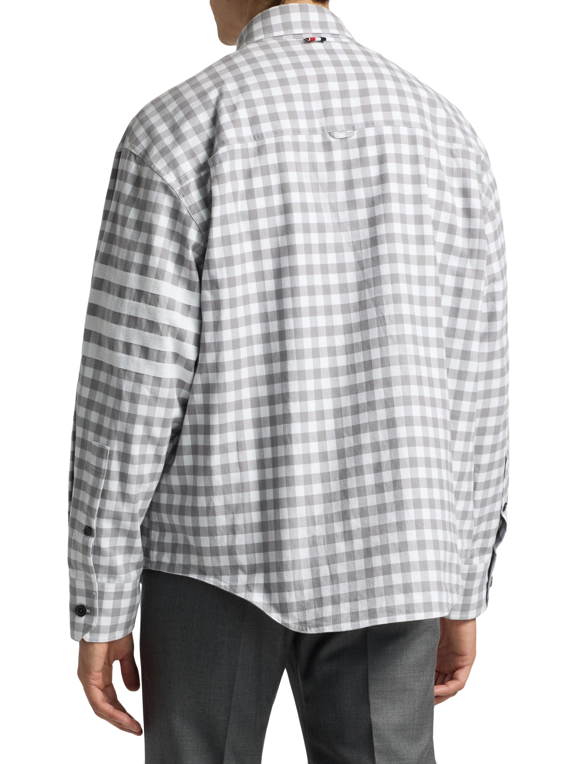 Thom Browne Gingham-Check Flannel Shirt | Saks Fifth Avenue