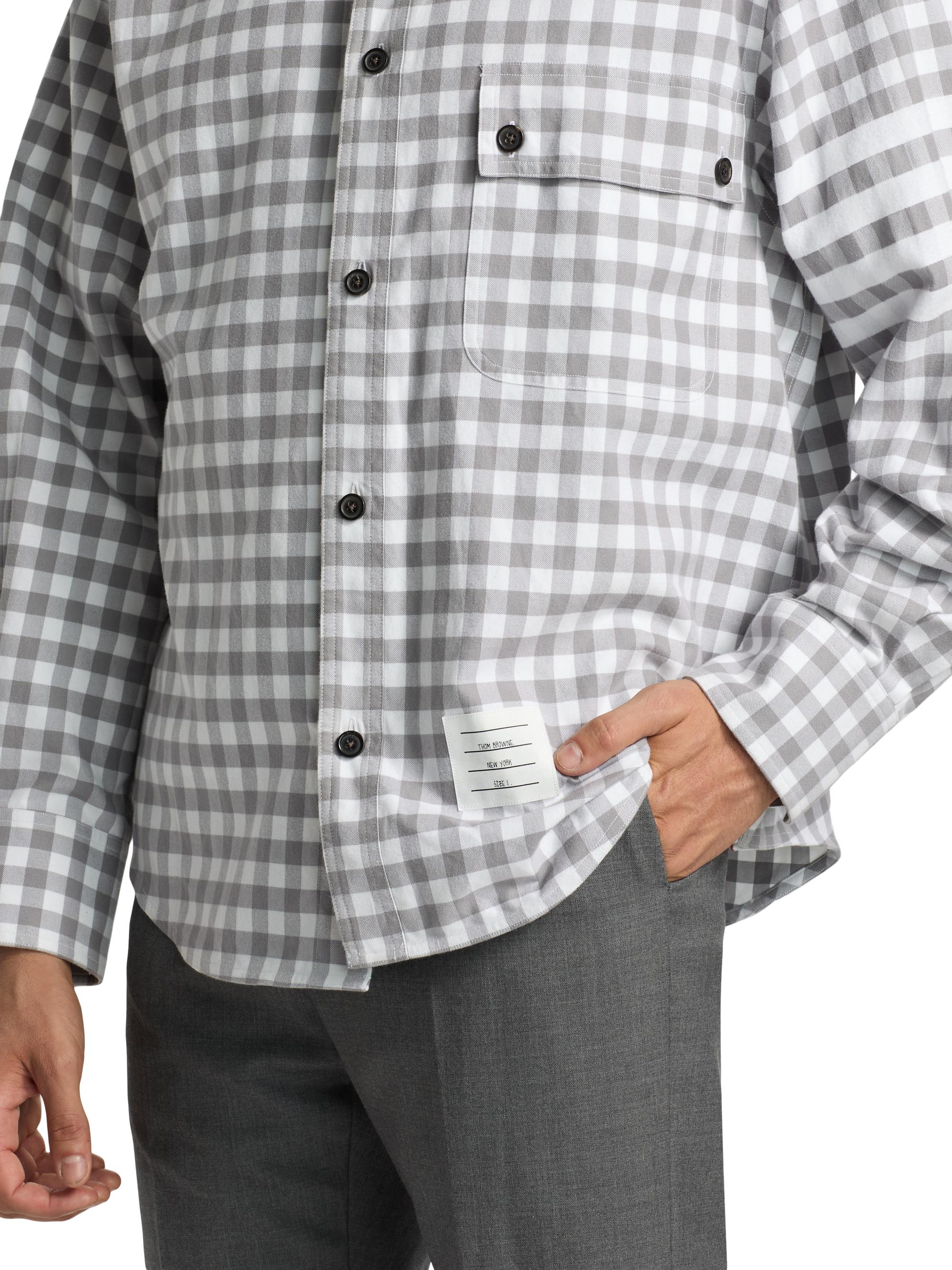 Thom Browne Gingham-Check Flannel Shirt | Saks Fifth Avenue