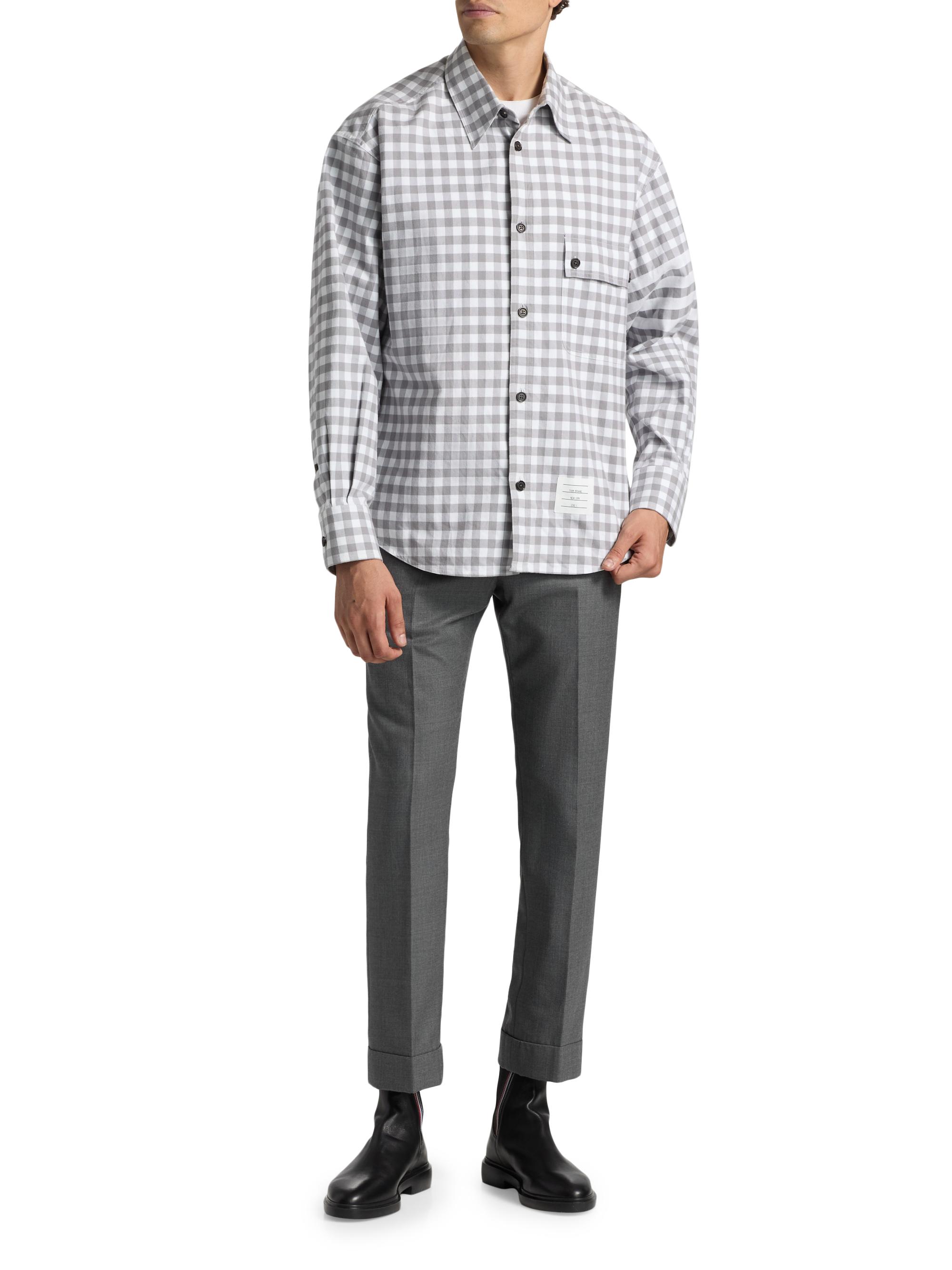 Thom Browne Gingham-Check Flannel Shirt | Saks Fifth Avenue