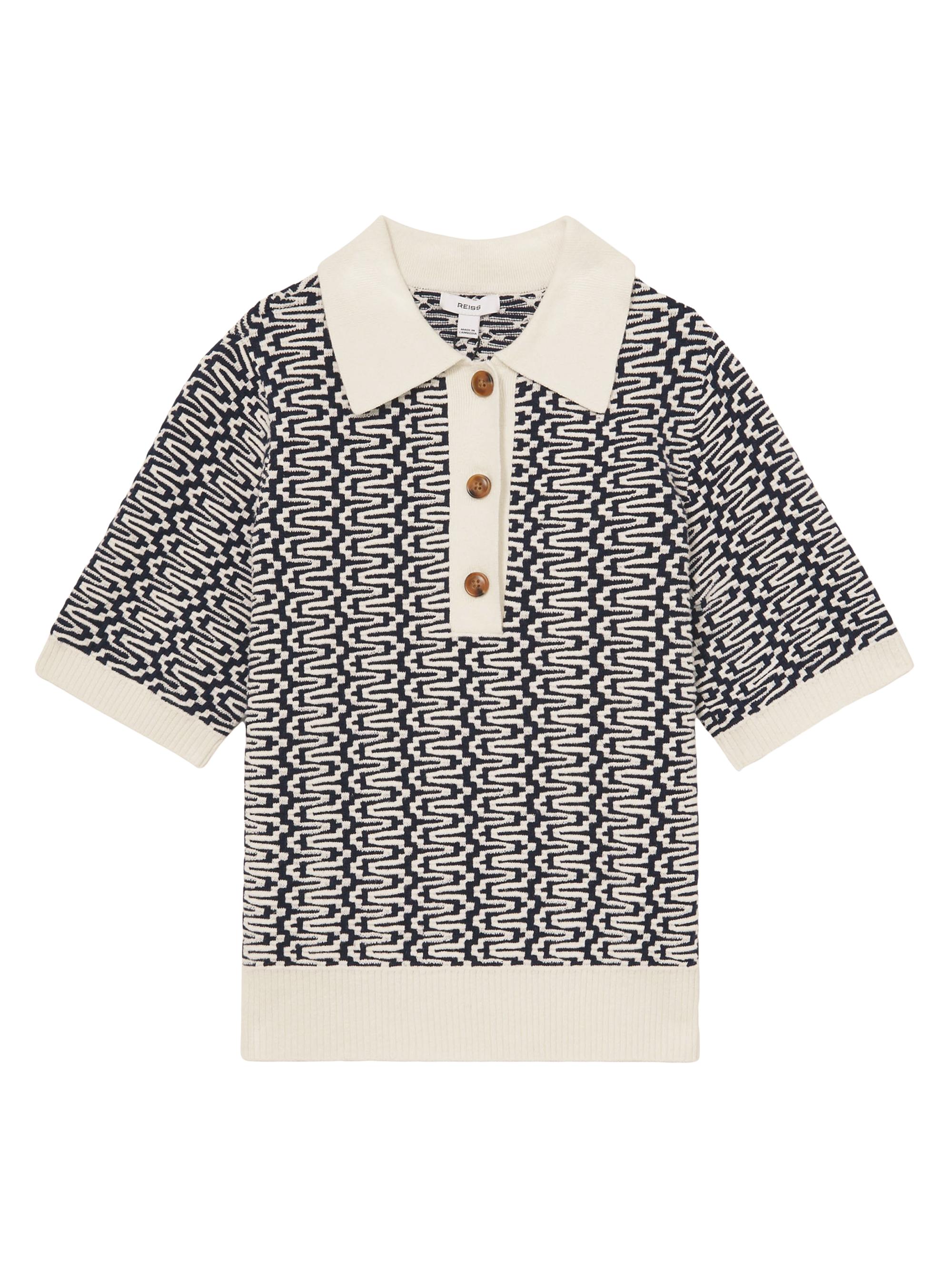 Reiss Women's Jem Polo Top - Navy White