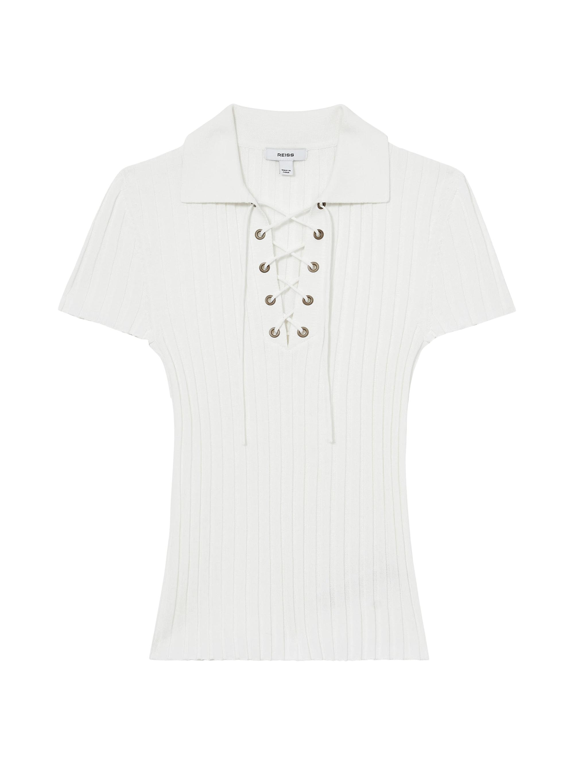 Reiss Women's Poppy Tie-Neck Rib-Knit Top -