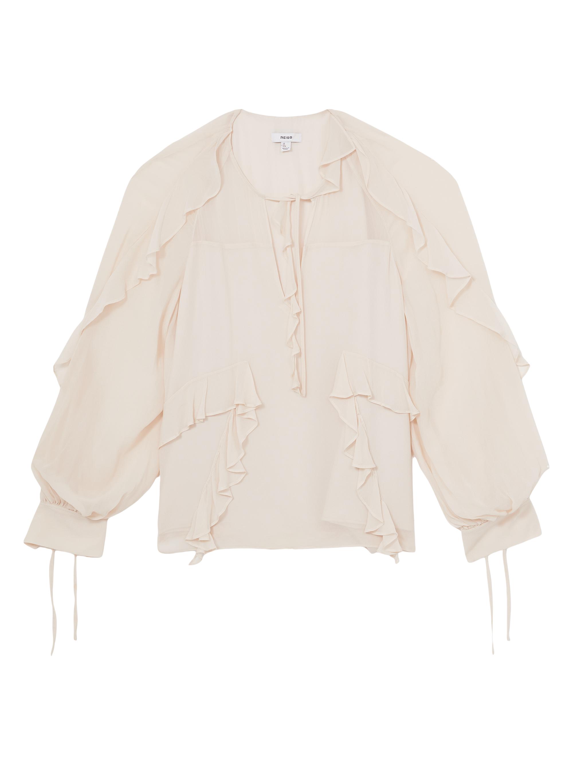 Reiss Women's Zaria Ruffle Top - Pale Pink