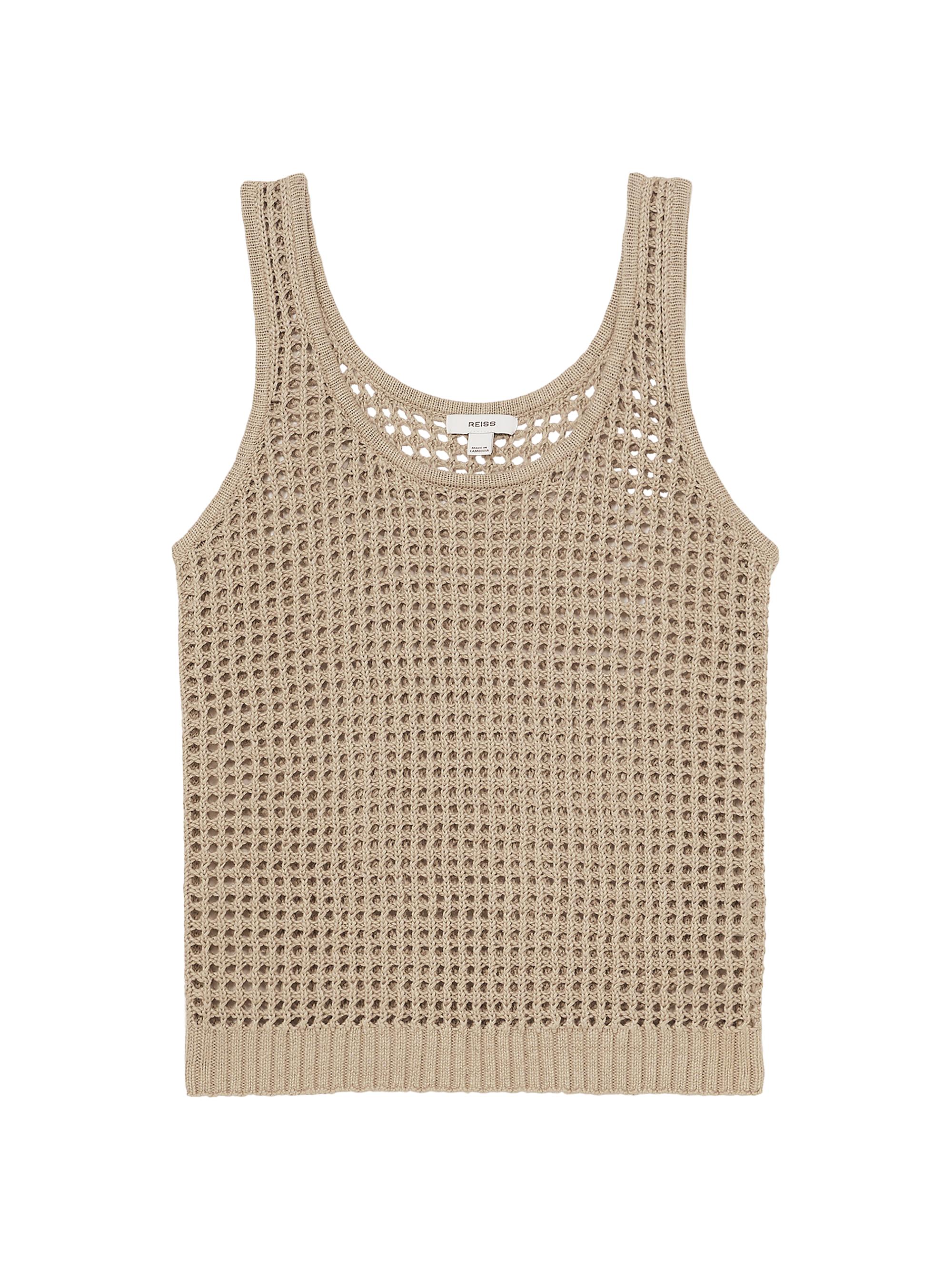 Reiss Women's Claudia Linen Knit Top - Stone