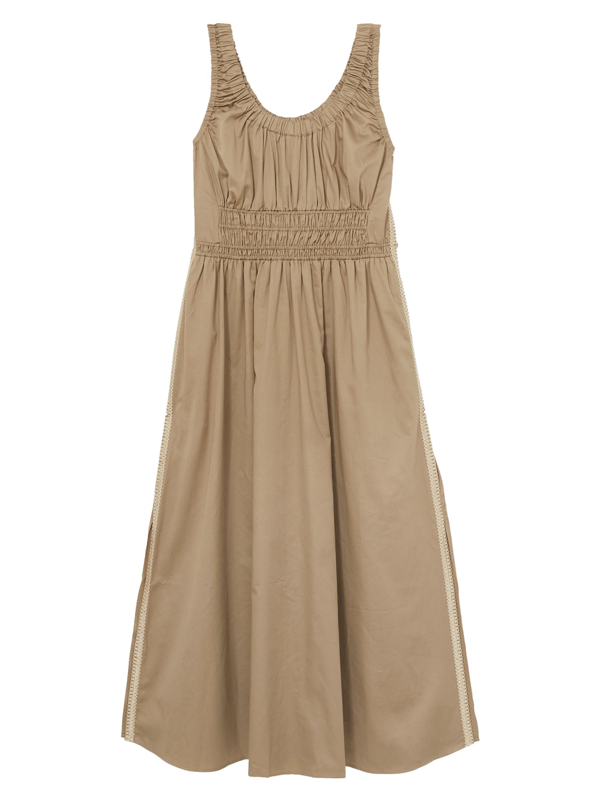 Reiss Women's Anouk Ruched Cotton Midi-Dress - Khaki