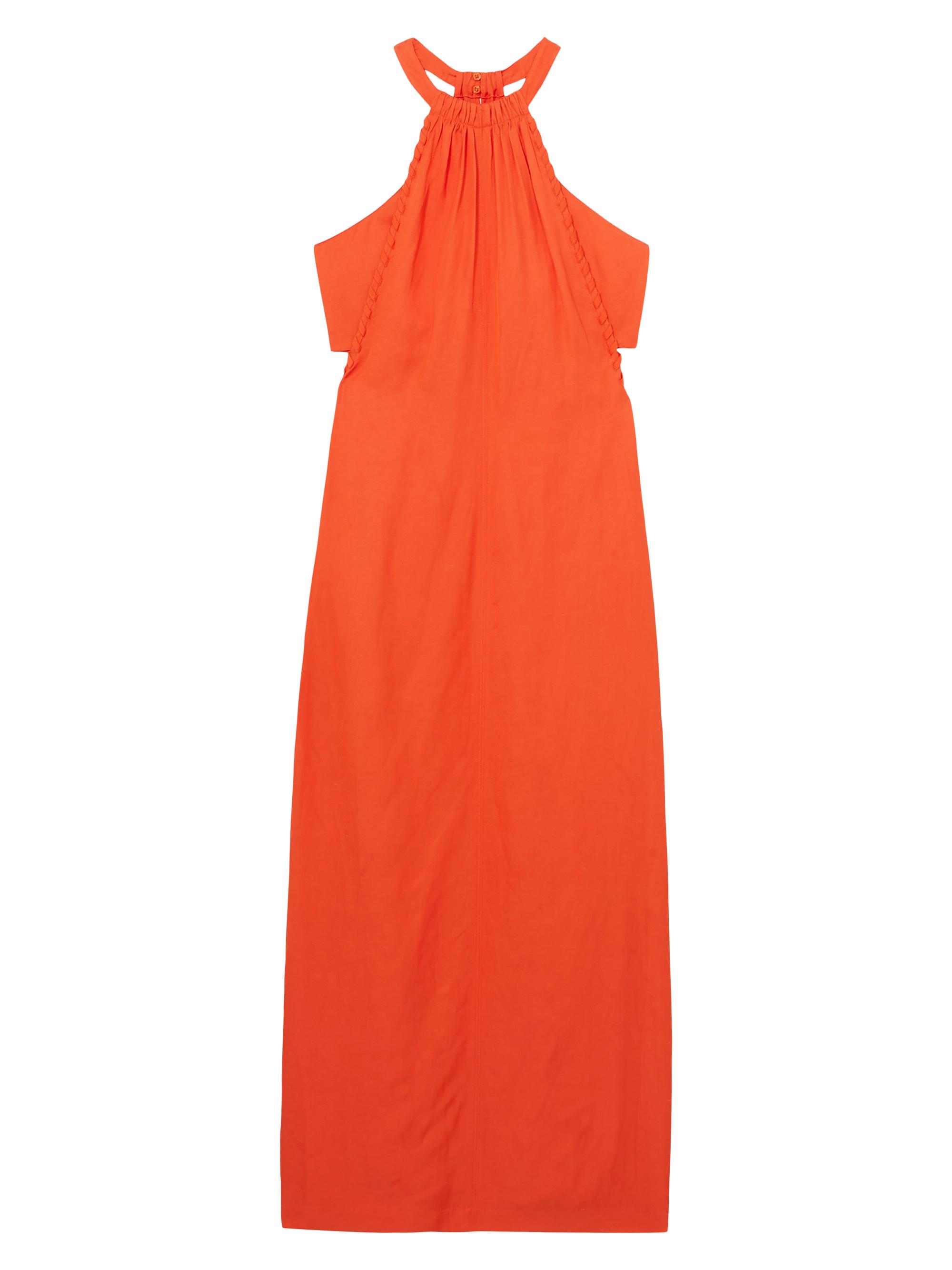 Reiss Women's Erika Craft-Stitch Halterneck Dress - Red