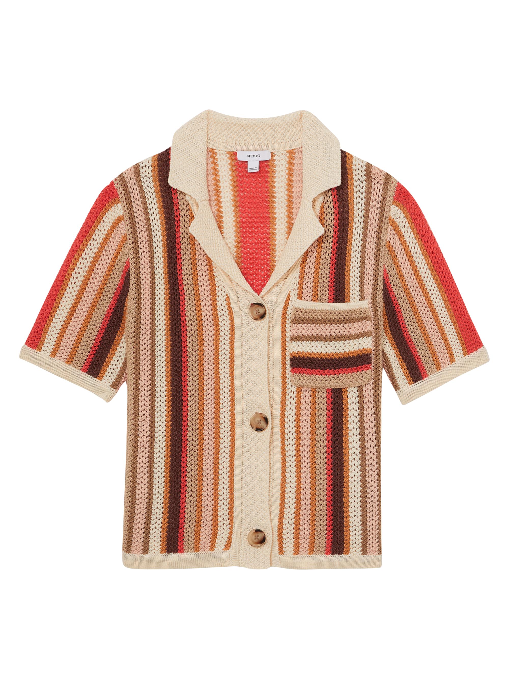 Reiss Women's Candy Striped Polo Sweater - Red Cream