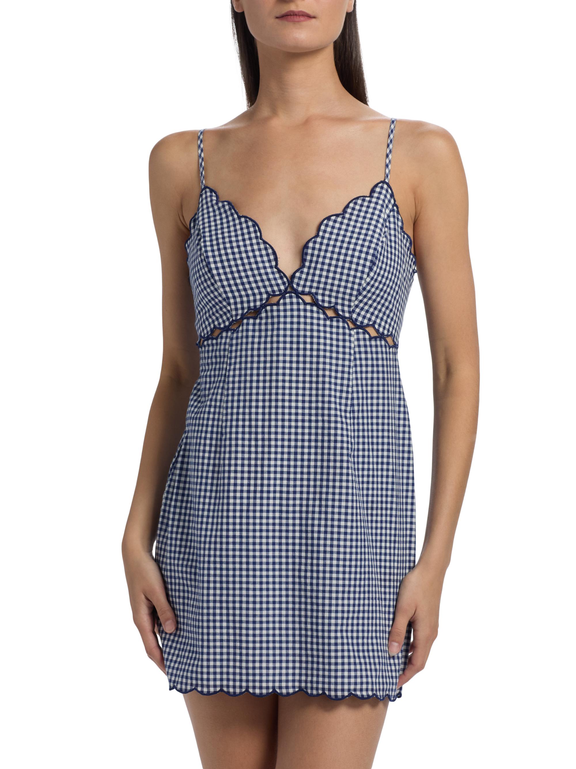 LoveShackFancy Women's LoveShackFancy x Visit Savannah Sydow Linen Gingham Cutout Minidress - Taylor Square - Size 10