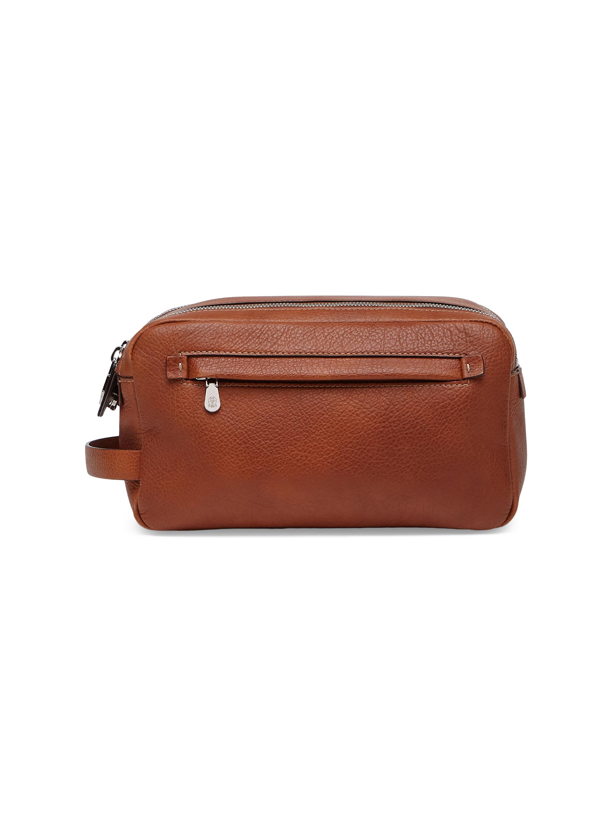 Brunello Cucinelli Grained Calfskin Beauty Case - Burgundy