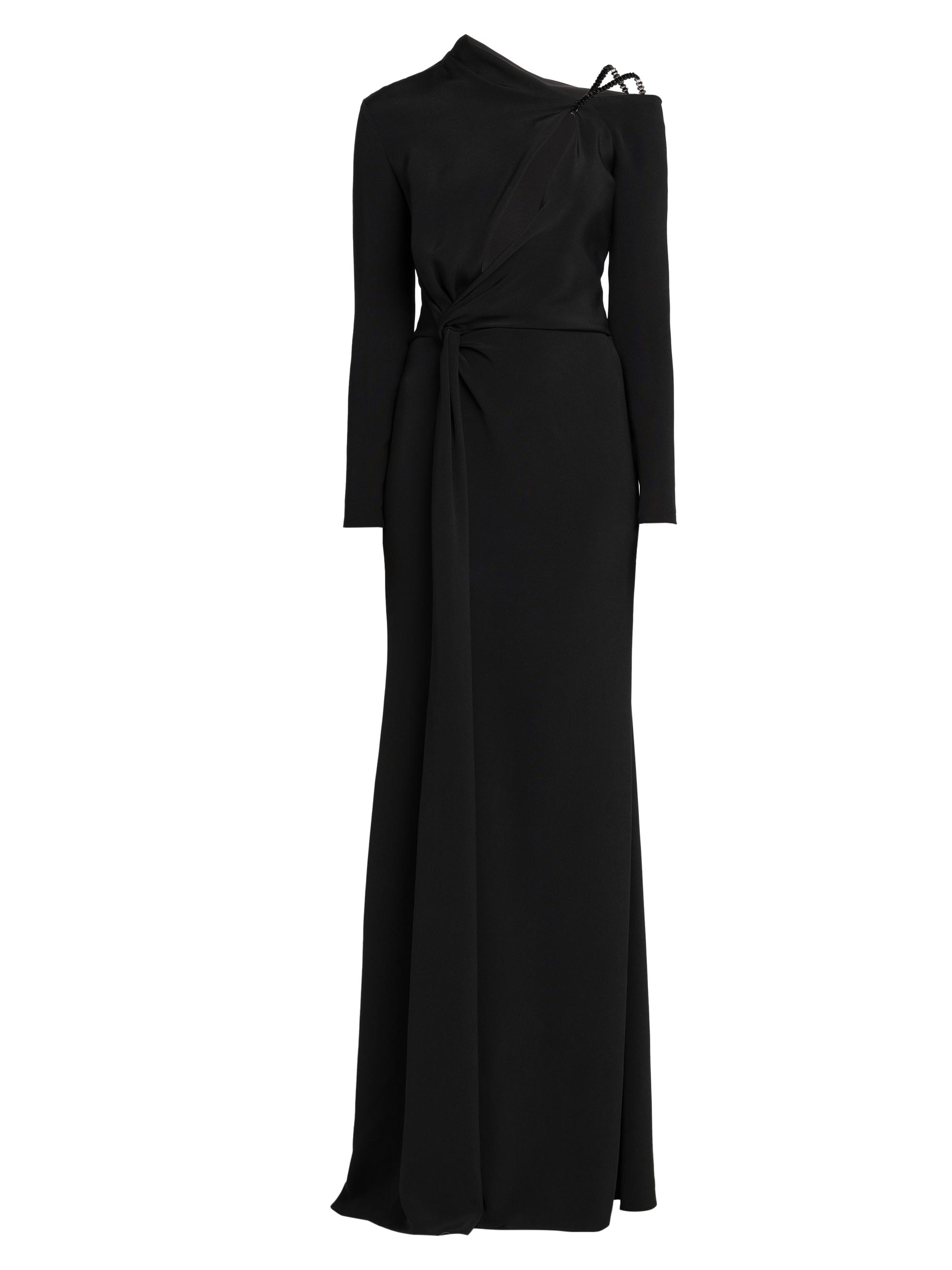 TOM FORD Women's Silk Embellished-Strap Surplice Gown - Black