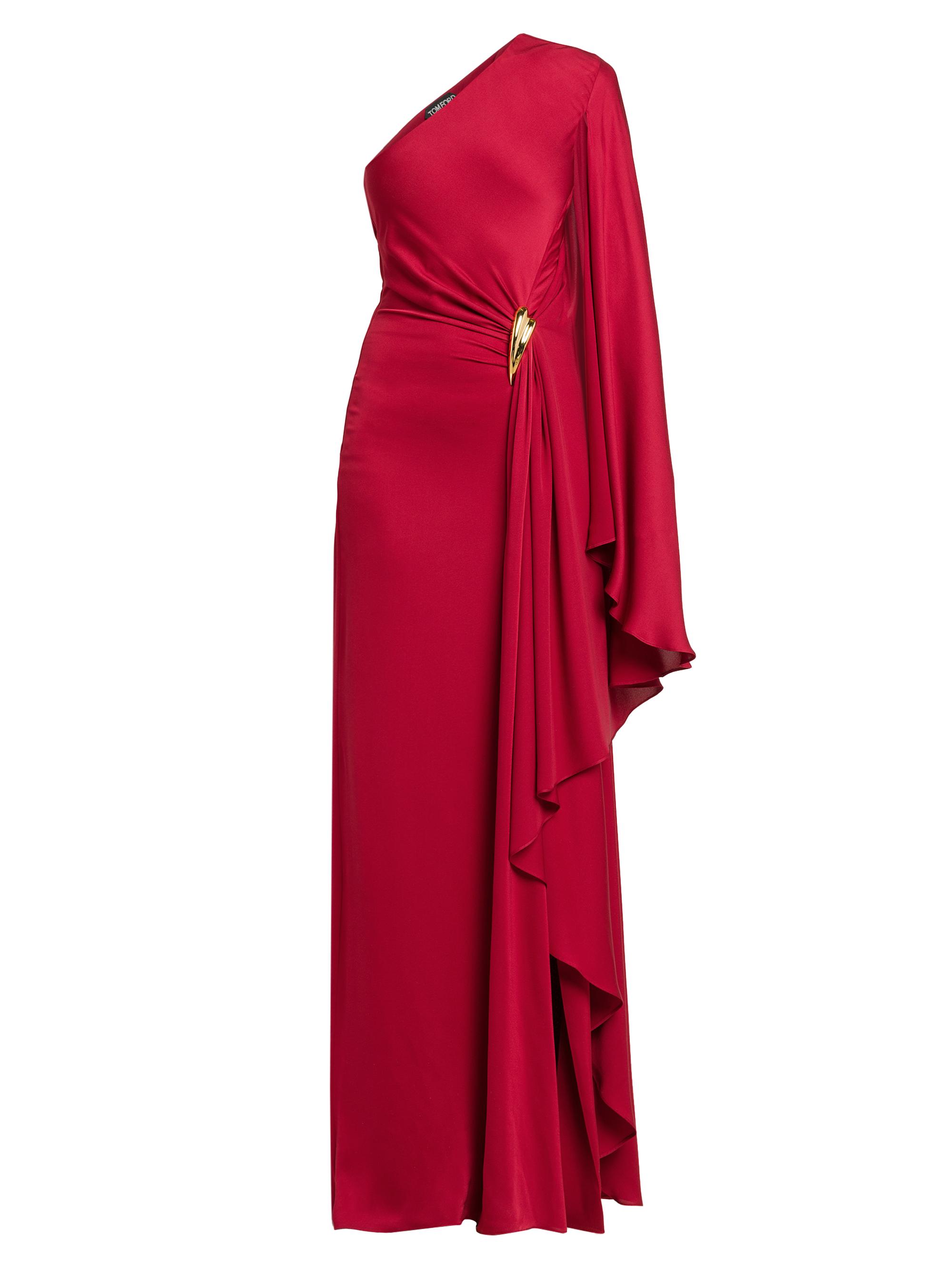 TOM FORD Women's One-Shoulder Silk Satin Drape Gown - Crimson