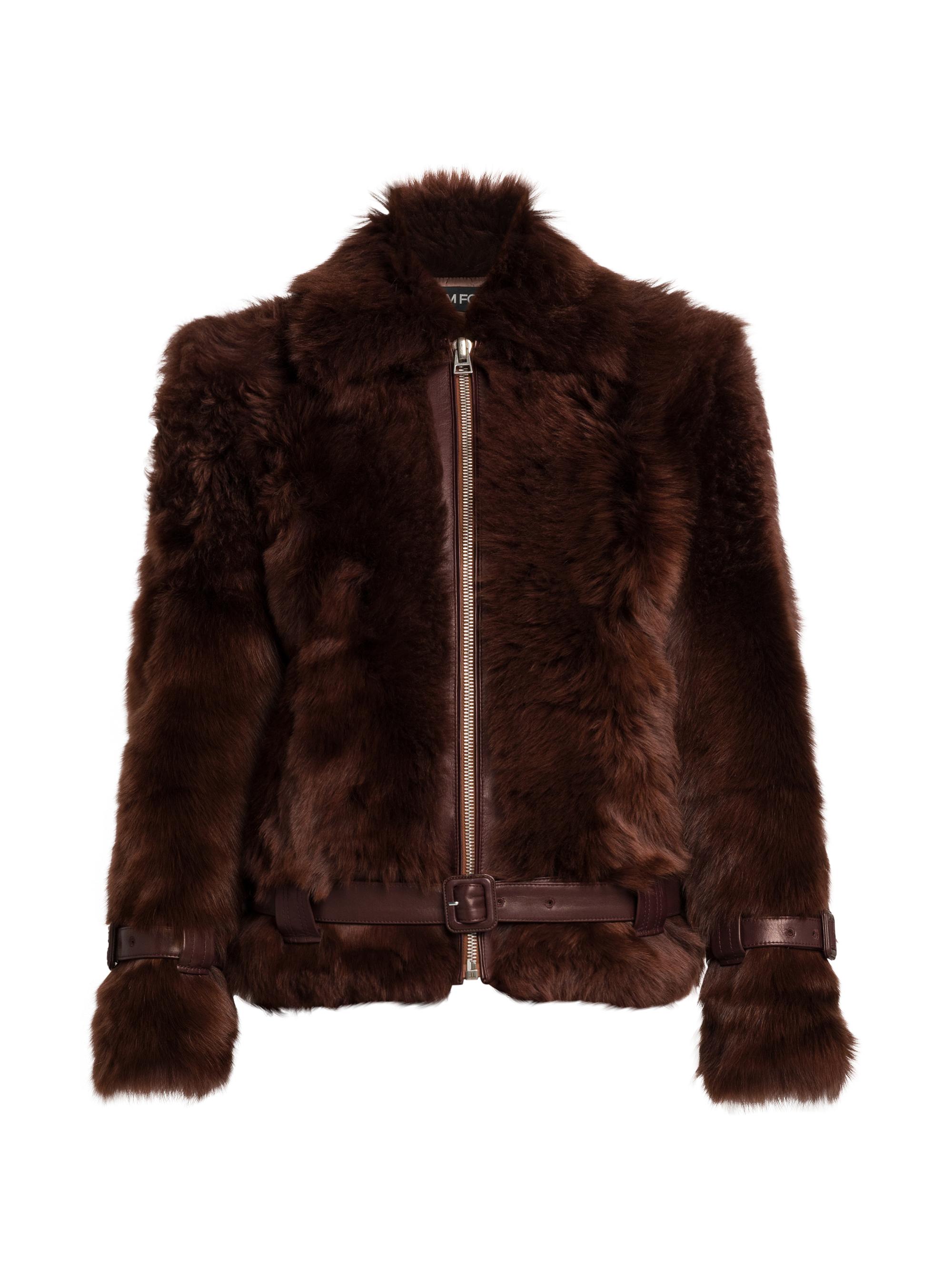 TOM FORD Women's Velour Shearling Zip Jacket - Wood