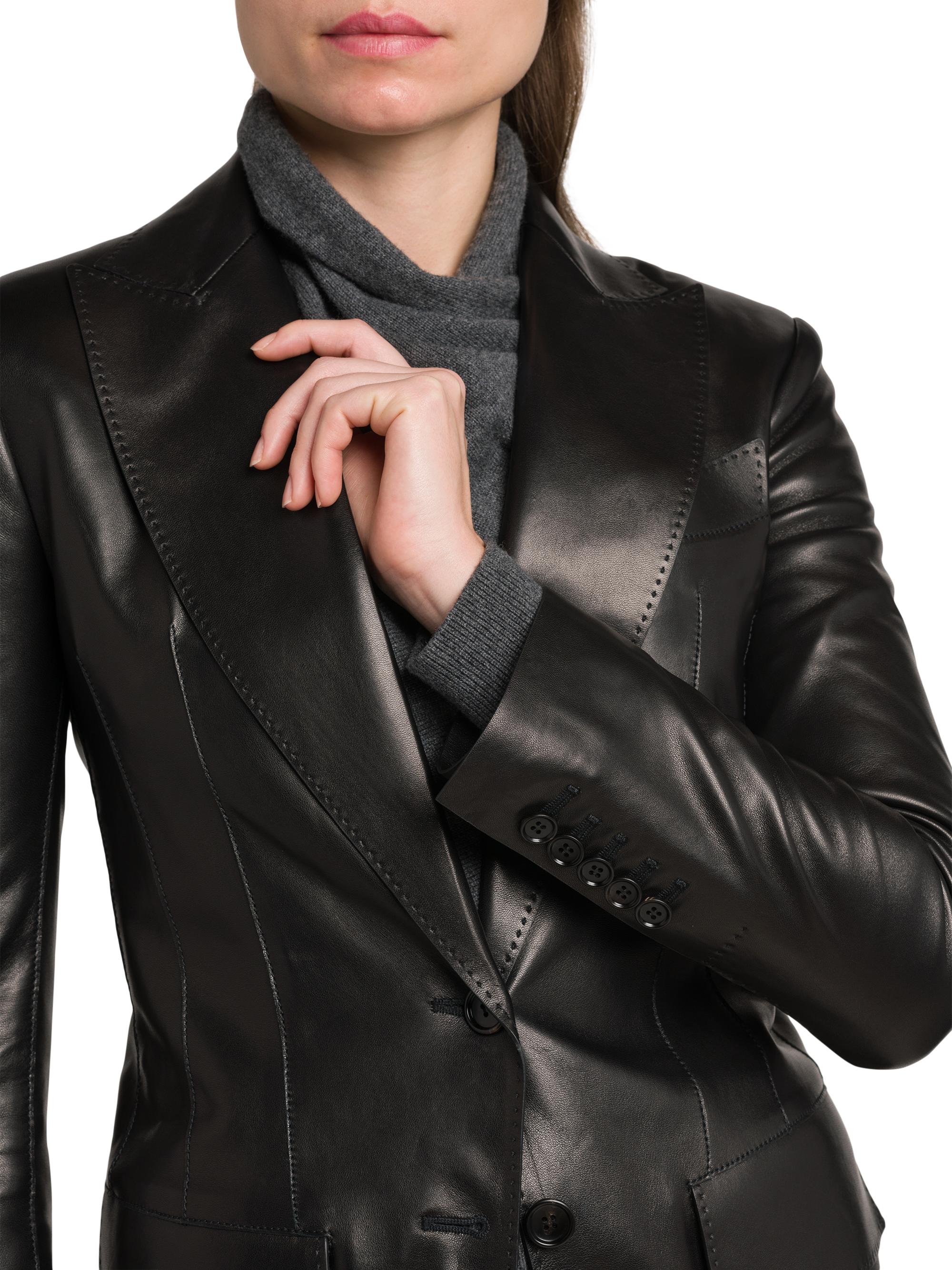 TOM FORD Leather Peak Lapel Jacket | Saks Fifth Avenue