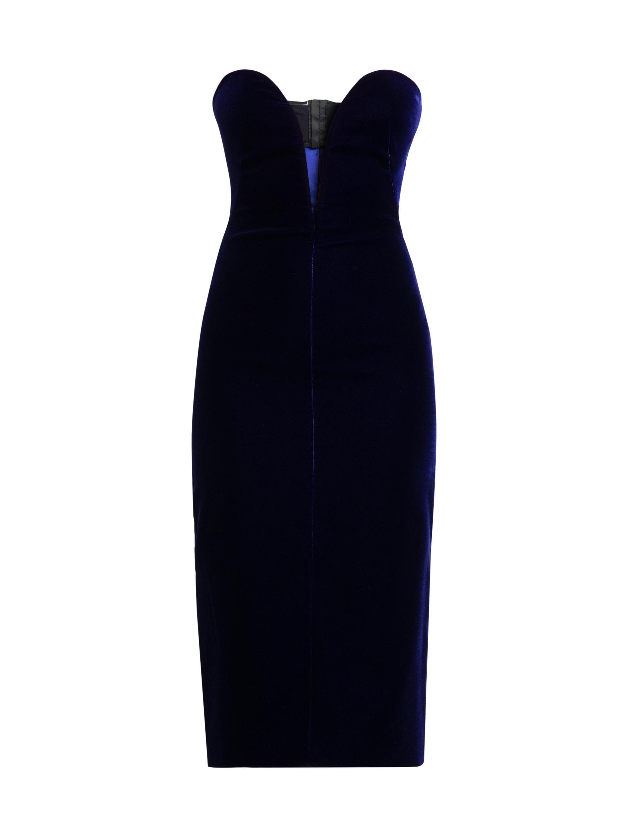 TOM FORD Women's Plunge Sweetheart Velvet Cocktail Dress - Purple Blue