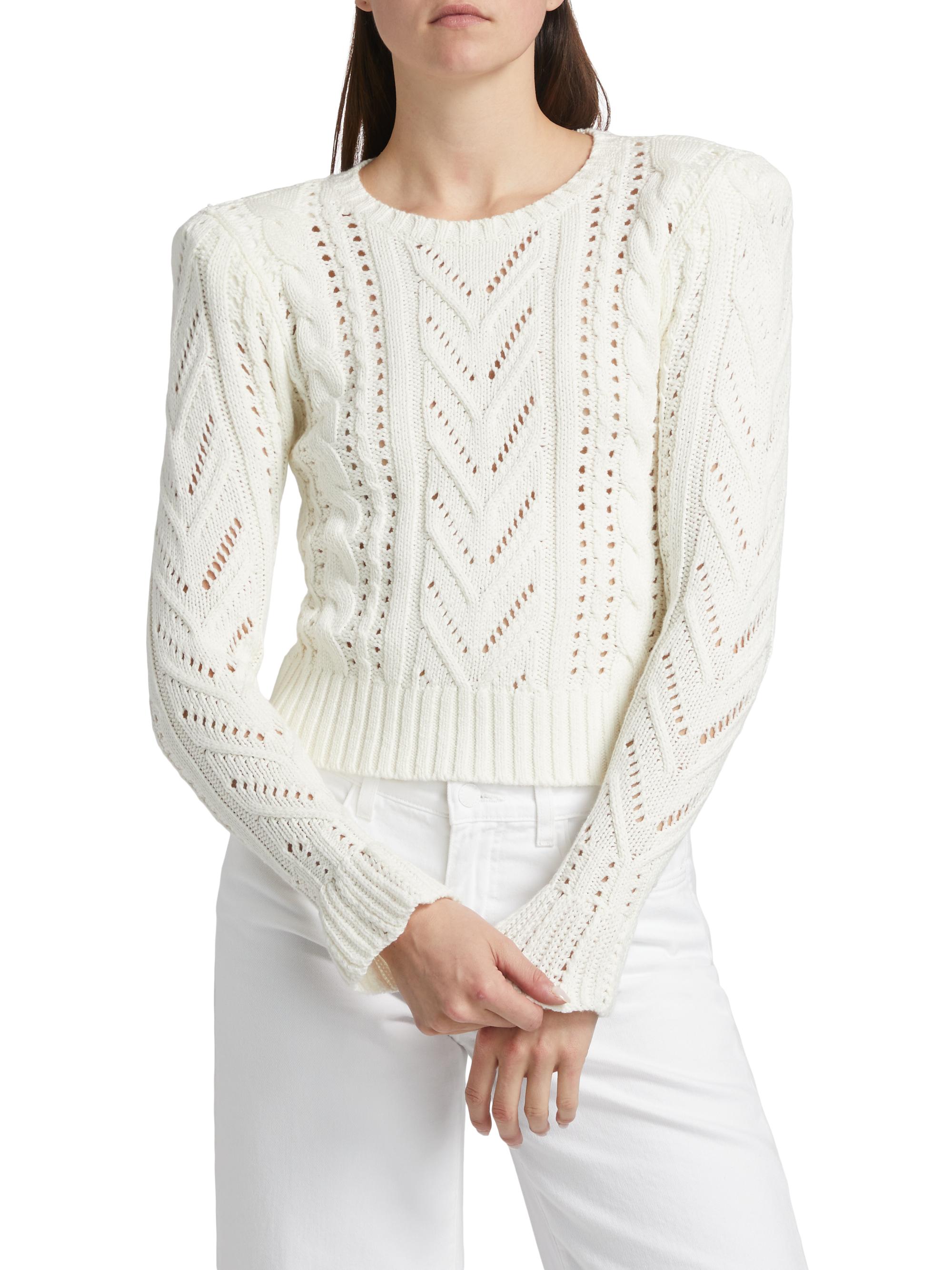 L'AGENCE Mio Cable Knit Crop Sweater | Saks Fifth Avenue