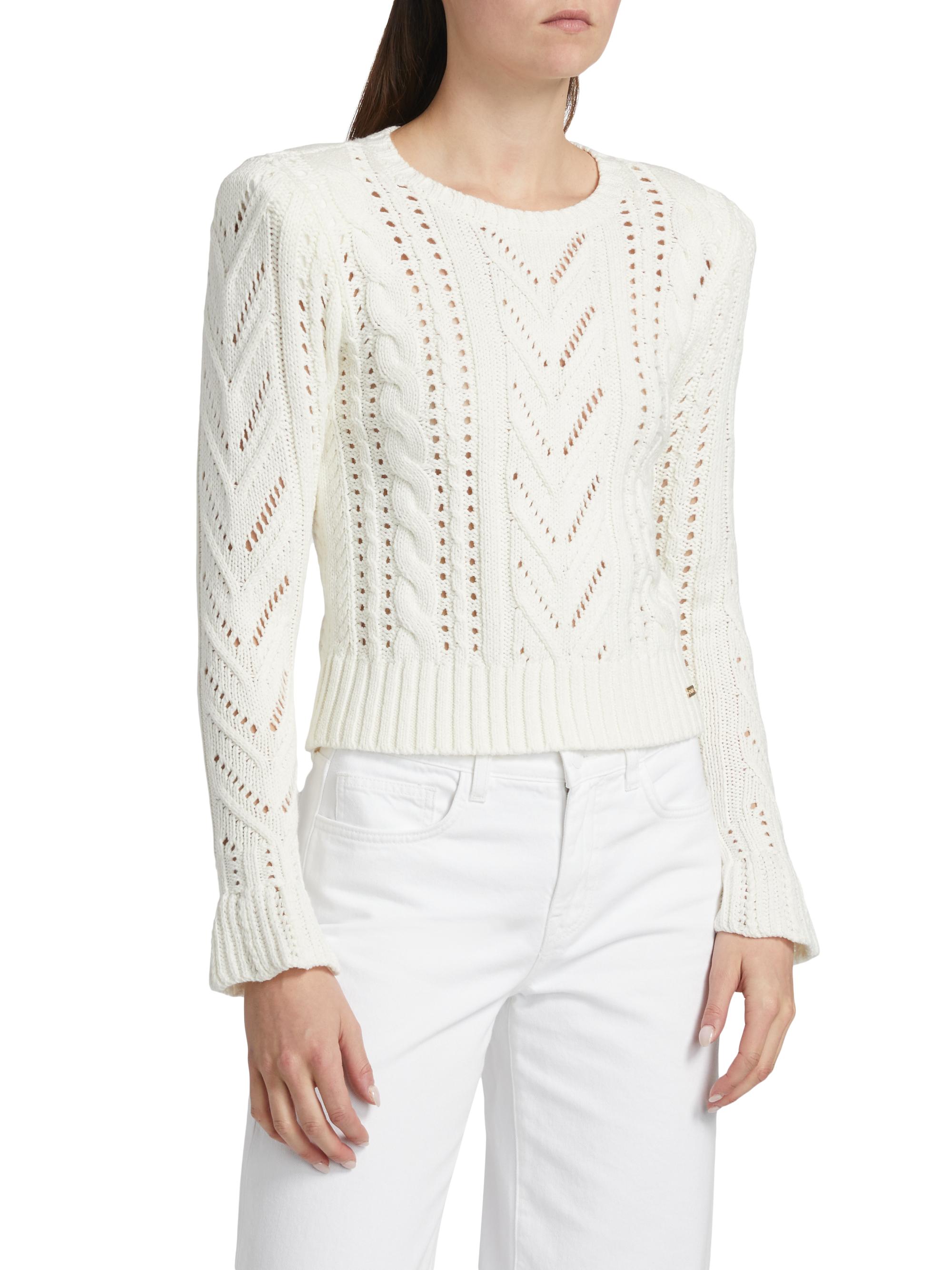 L'AGENCE Mio Cable Knit Crop Sweater | Saks Fifth Avenue