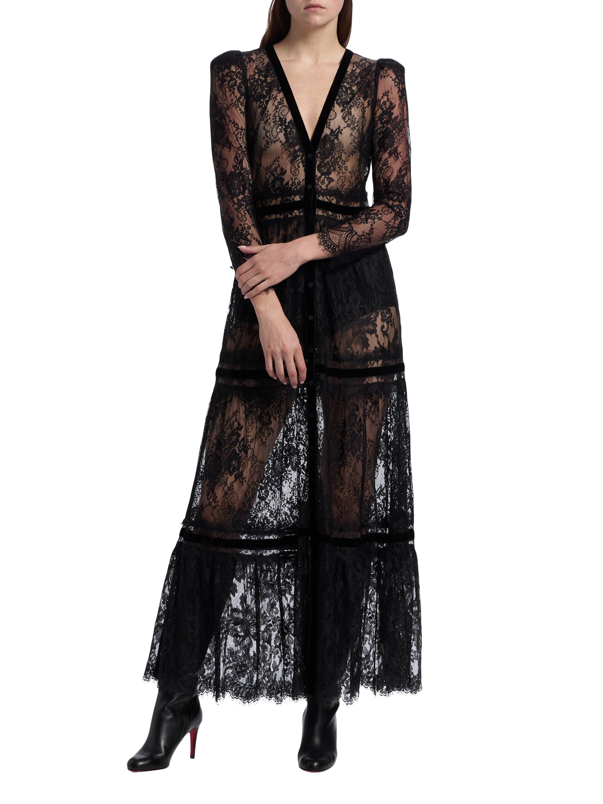 L'AGENCE Poe Mixed Lace Maxi Dress | Saks Fifth Avenue