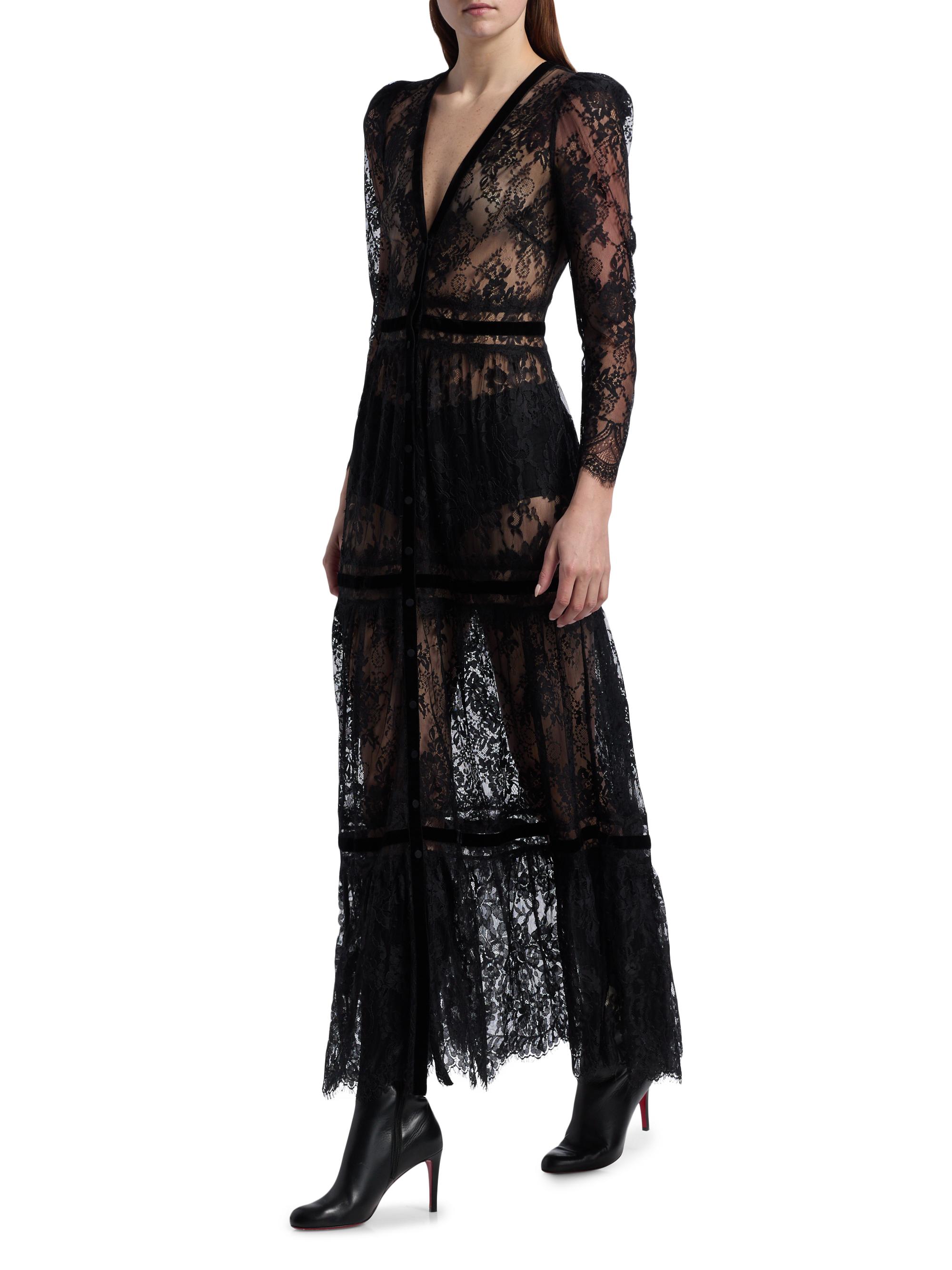 knee length dresses for ladies Flyn Lace Midi Dress in Black main image 0