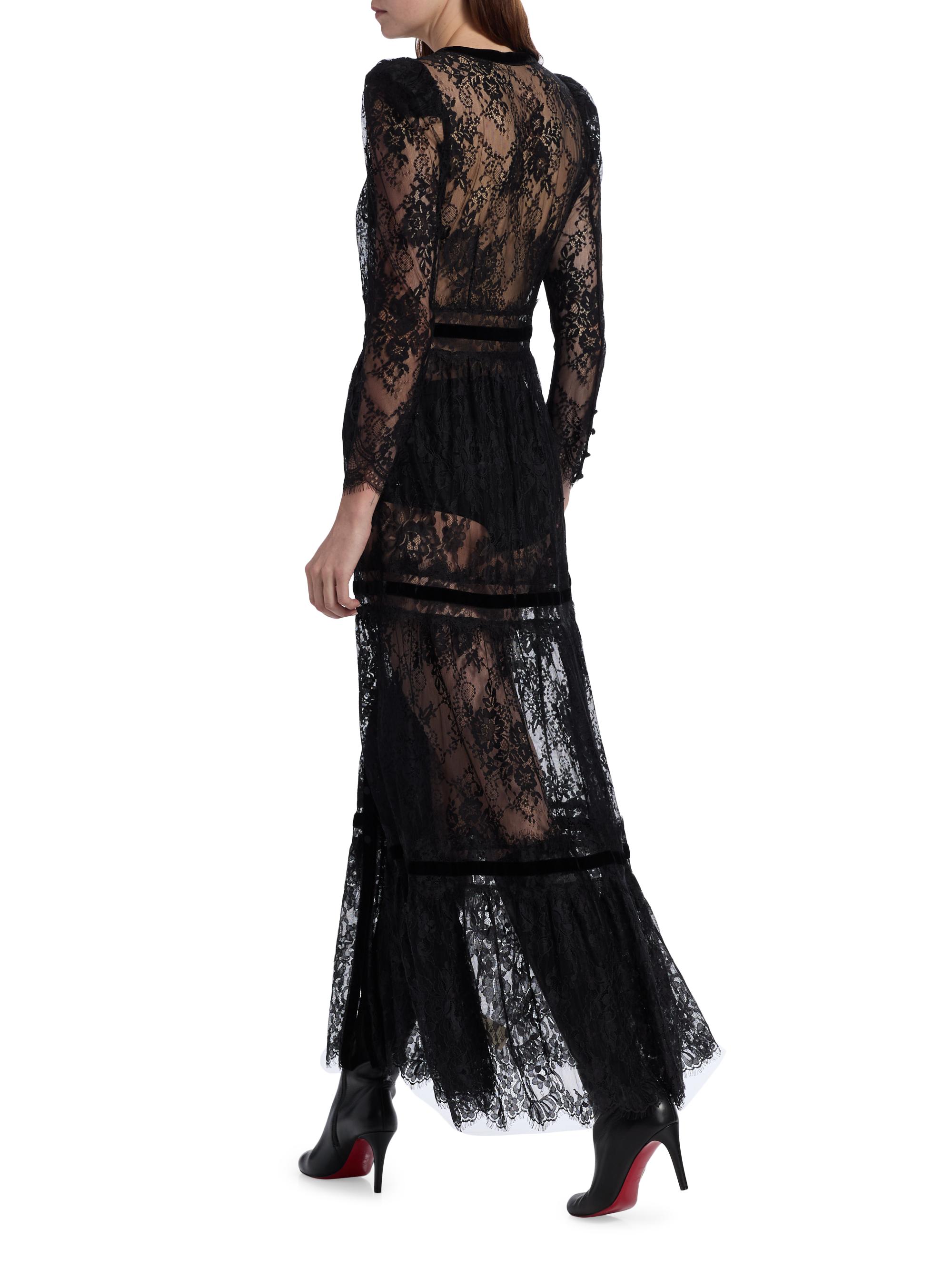 L'AGENCE Poe Mixed Lace Maxi Dress | Saks Fifth Avenue