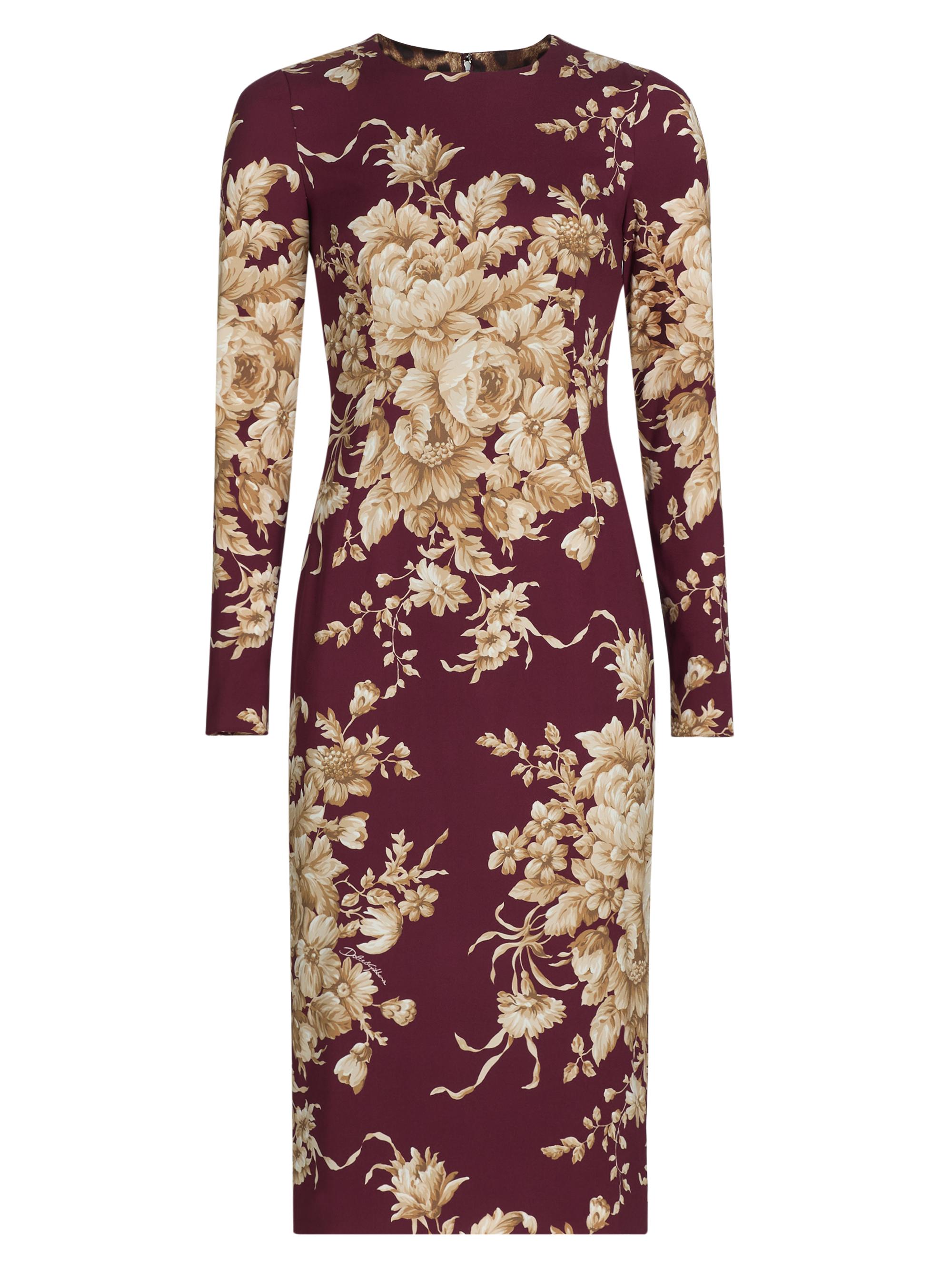 Dolce & Gabbana Women's Rose Charmeuse Sheath Dress - Red Print Flower