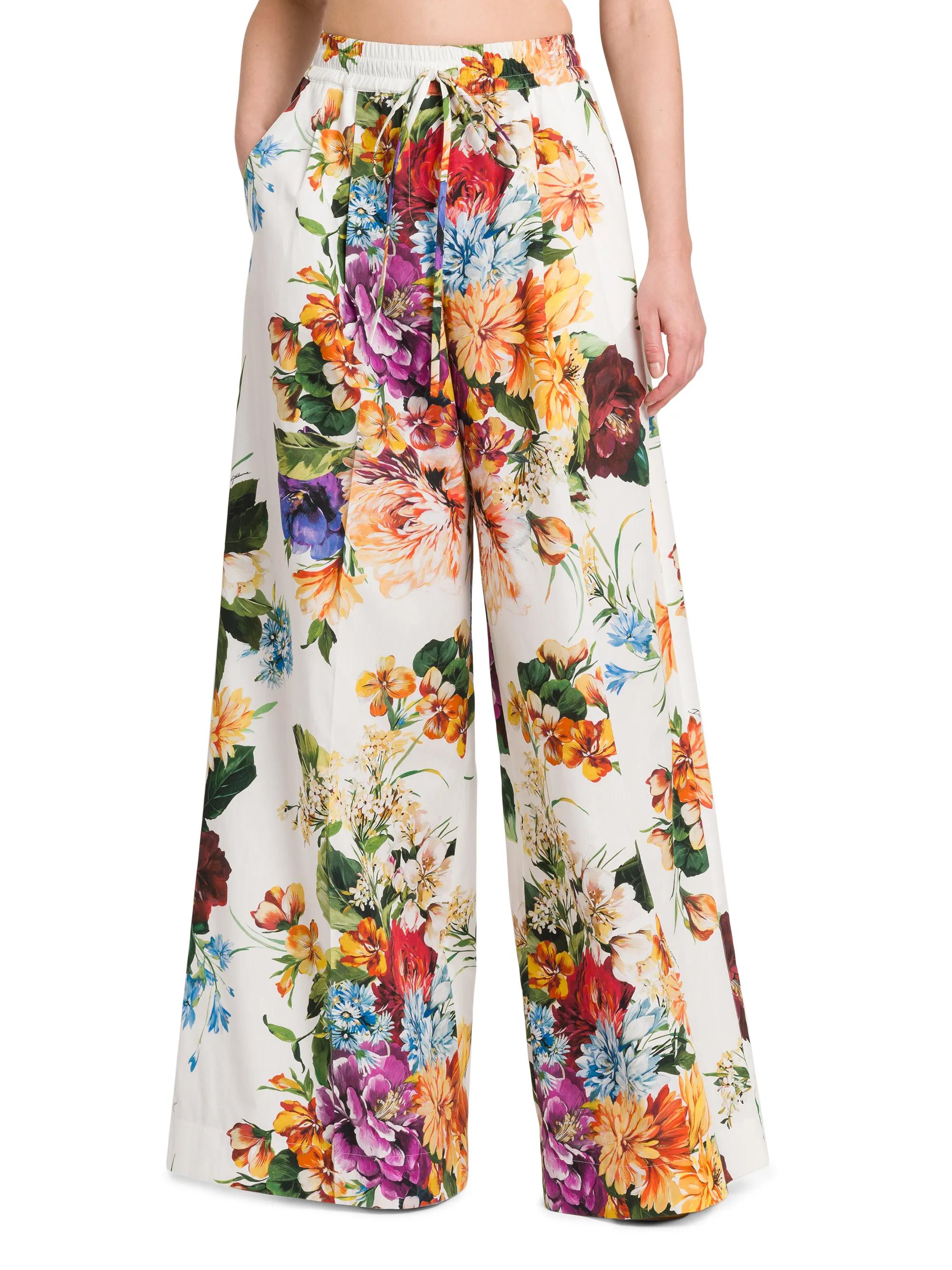 Dolce&Gabbana Rafia Fiori Floral Pleated Wide-Leg Pants | Saks