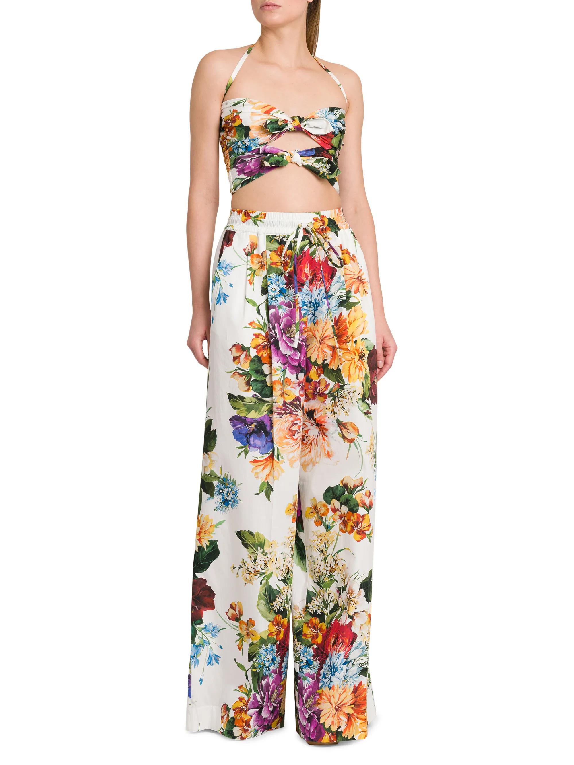 Dolce&Gabbana Rafia Fiori Floral Pleated Wide-Leg Pants | Saks