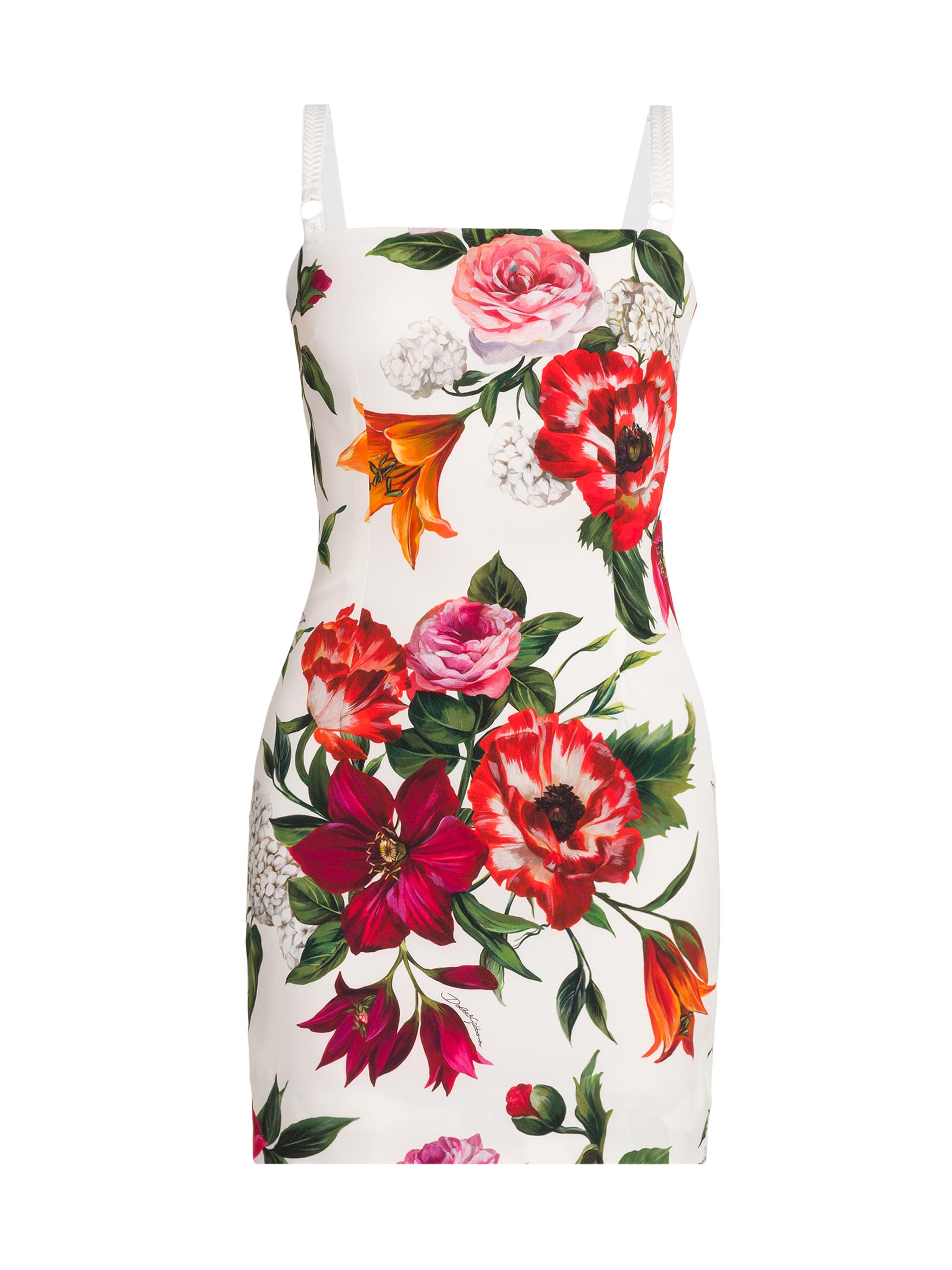 Dolce & Gabbana Women's Rafia Fiori Floral Stretch Silk Minidress - White Print Flower