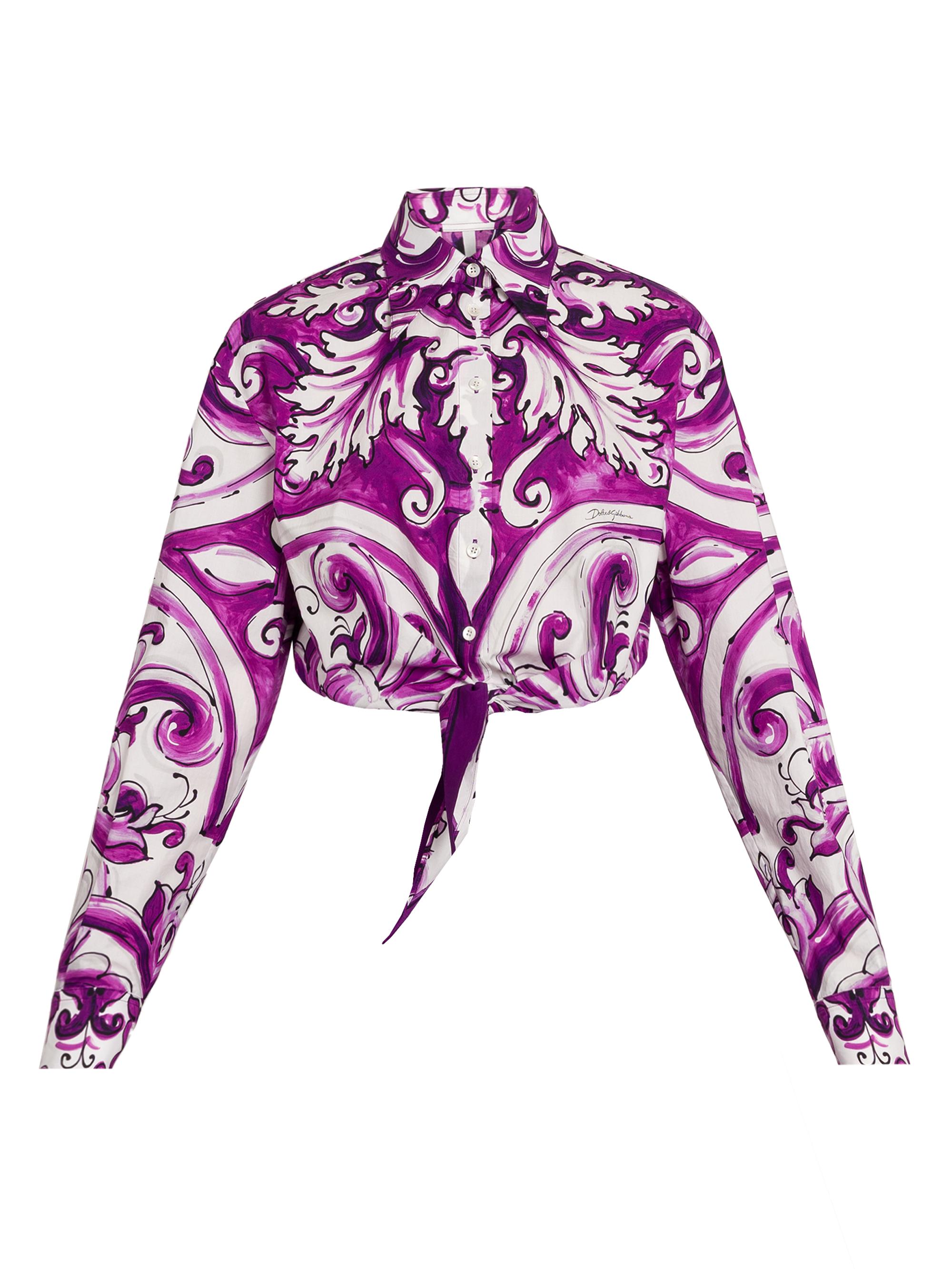 Dolce & Gabbana Women's Maiolica Cotton Shirt - Mix Maiolica Viola