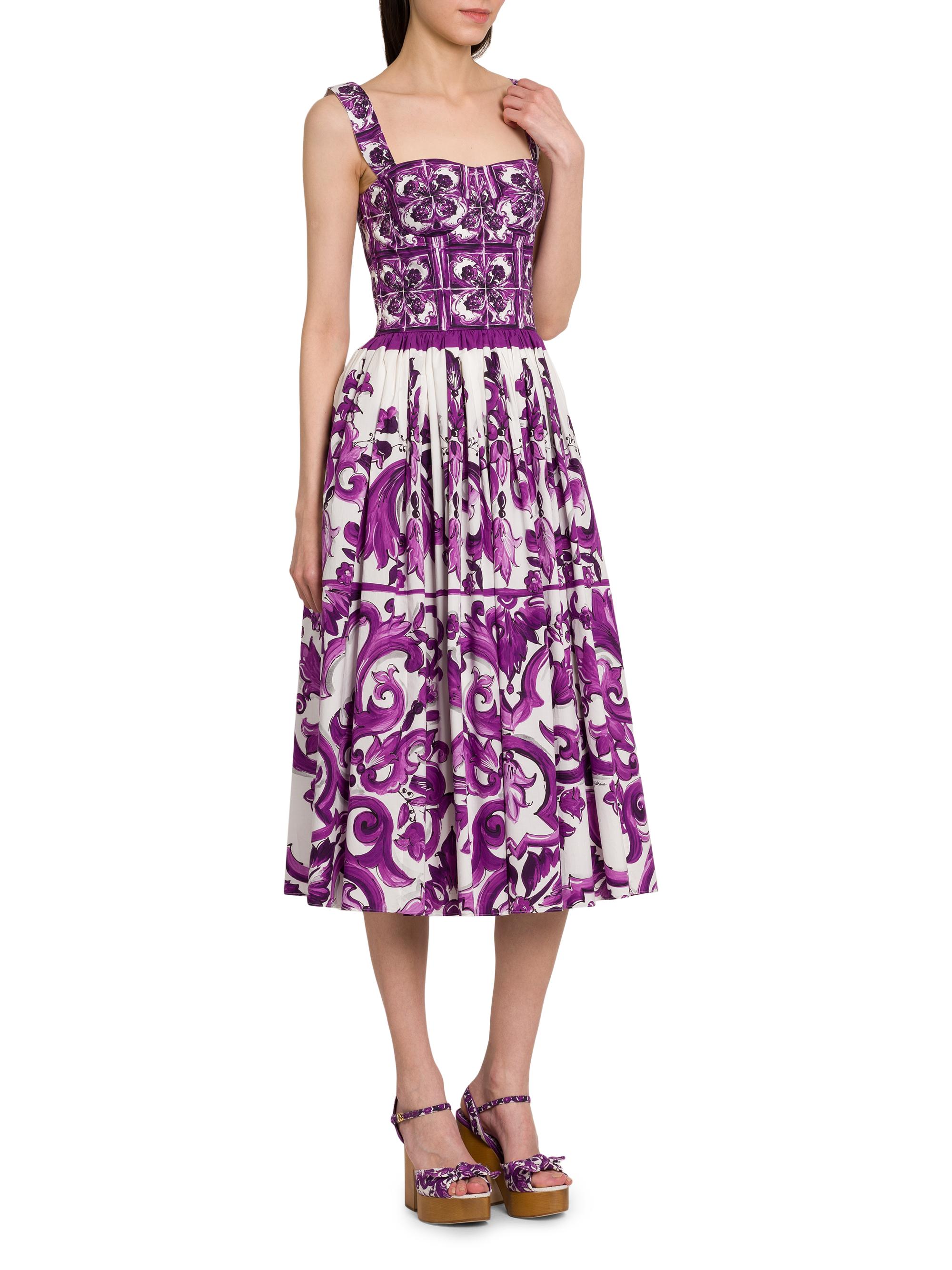 Dolce&Gabbana Majolica Print Poplin Midi-Dress | Saks Fifth Avenue