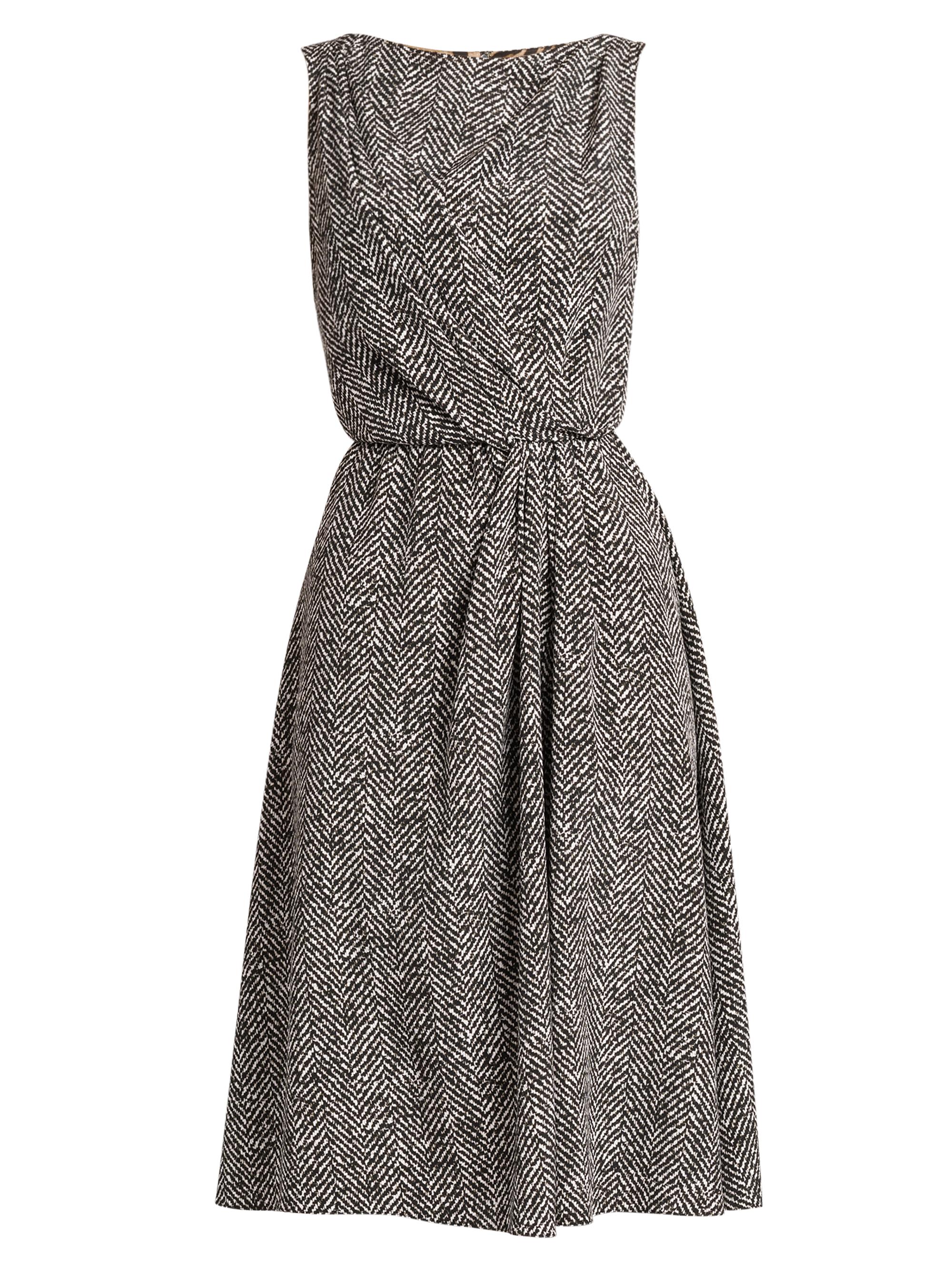 Dolce & Gabbana Women's Italian Tailoring Herringbone Stretch Crepe Midi-Dress - Chevron Bco Nero