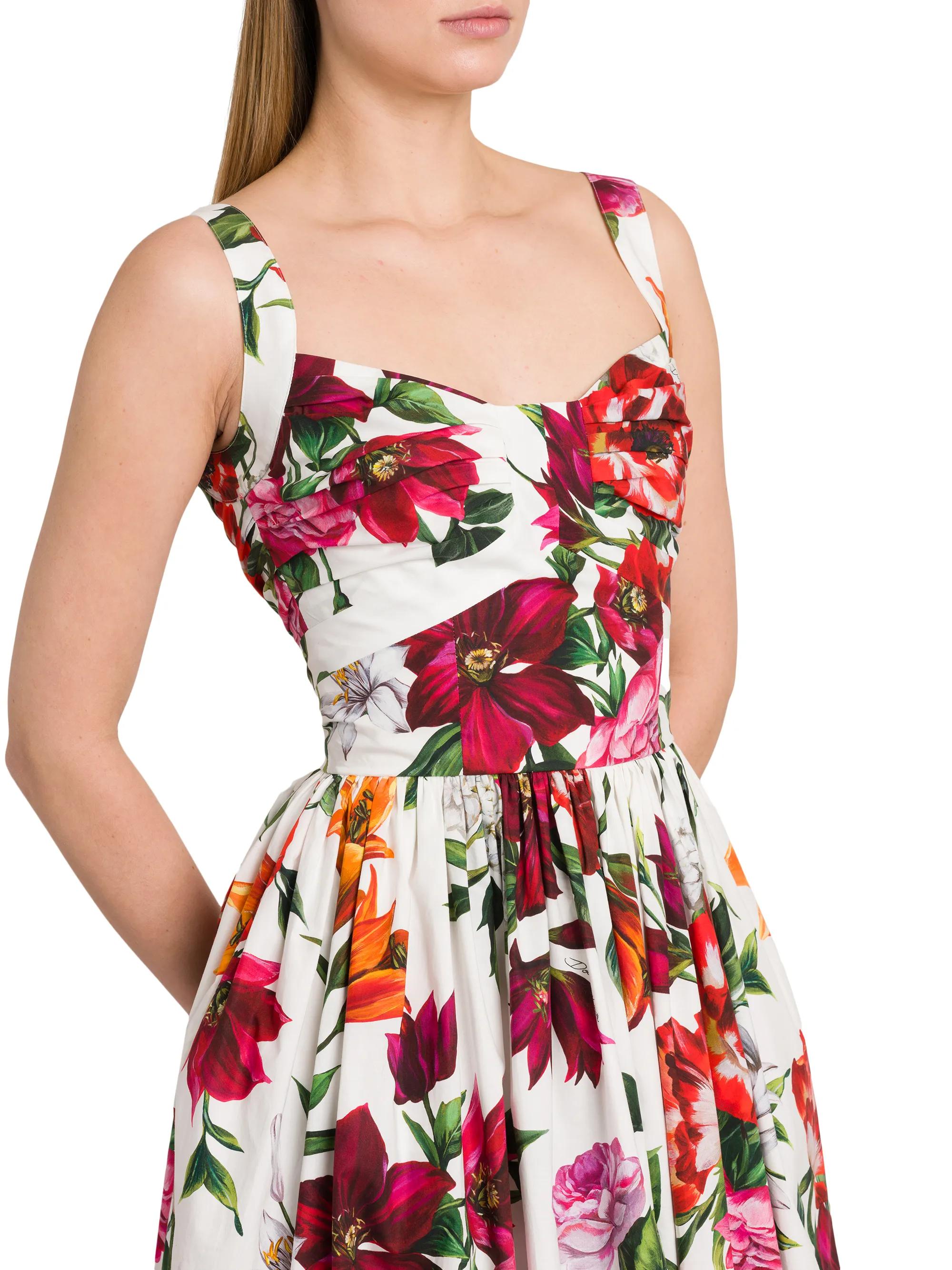 Dolce&Gabbana Rafia Fiori Floral Cotton Poplin Dress | Saks Fifth