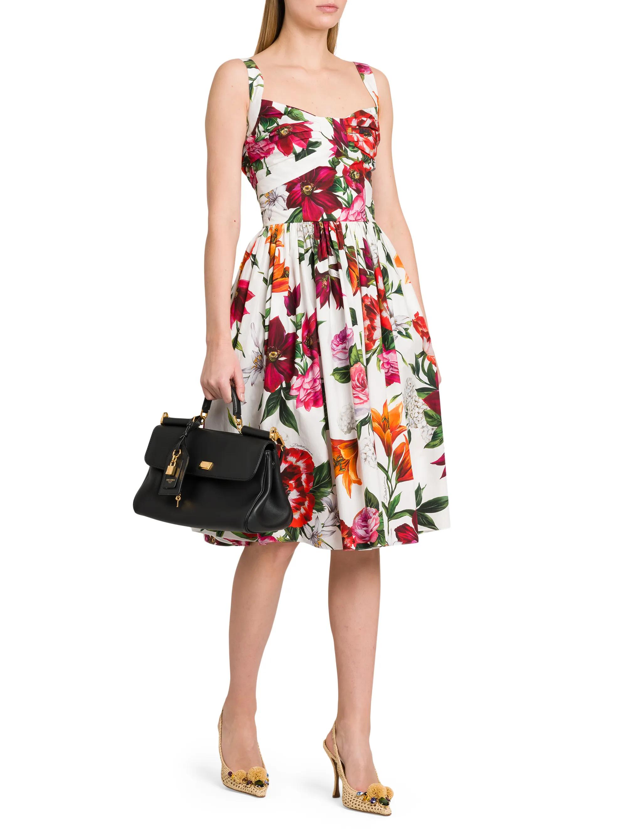 Dolce&Gabbana Rafia Fiori Floral Cotton Poplin Dress | Saks Fifth