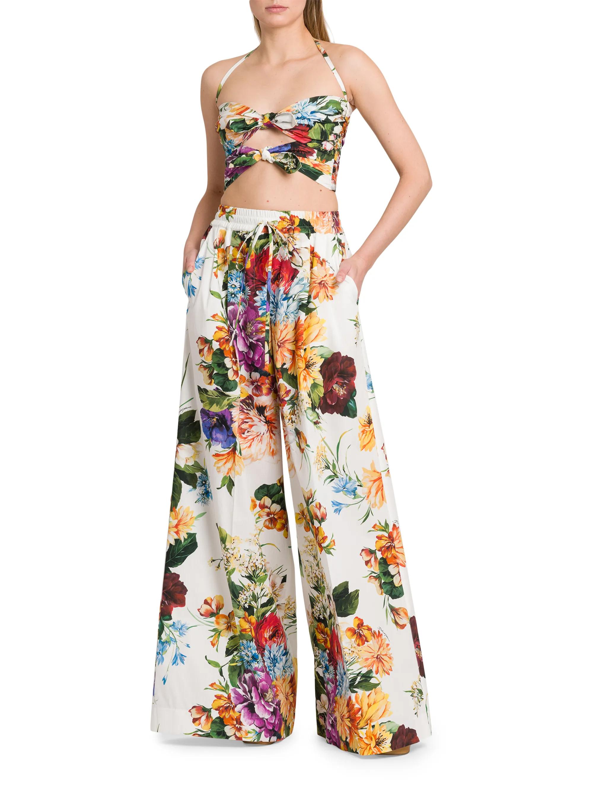 Dolce&Gabbana Rafia Fiori Floral Bow Cut-Out Cropped Top | Saks Fifth ...