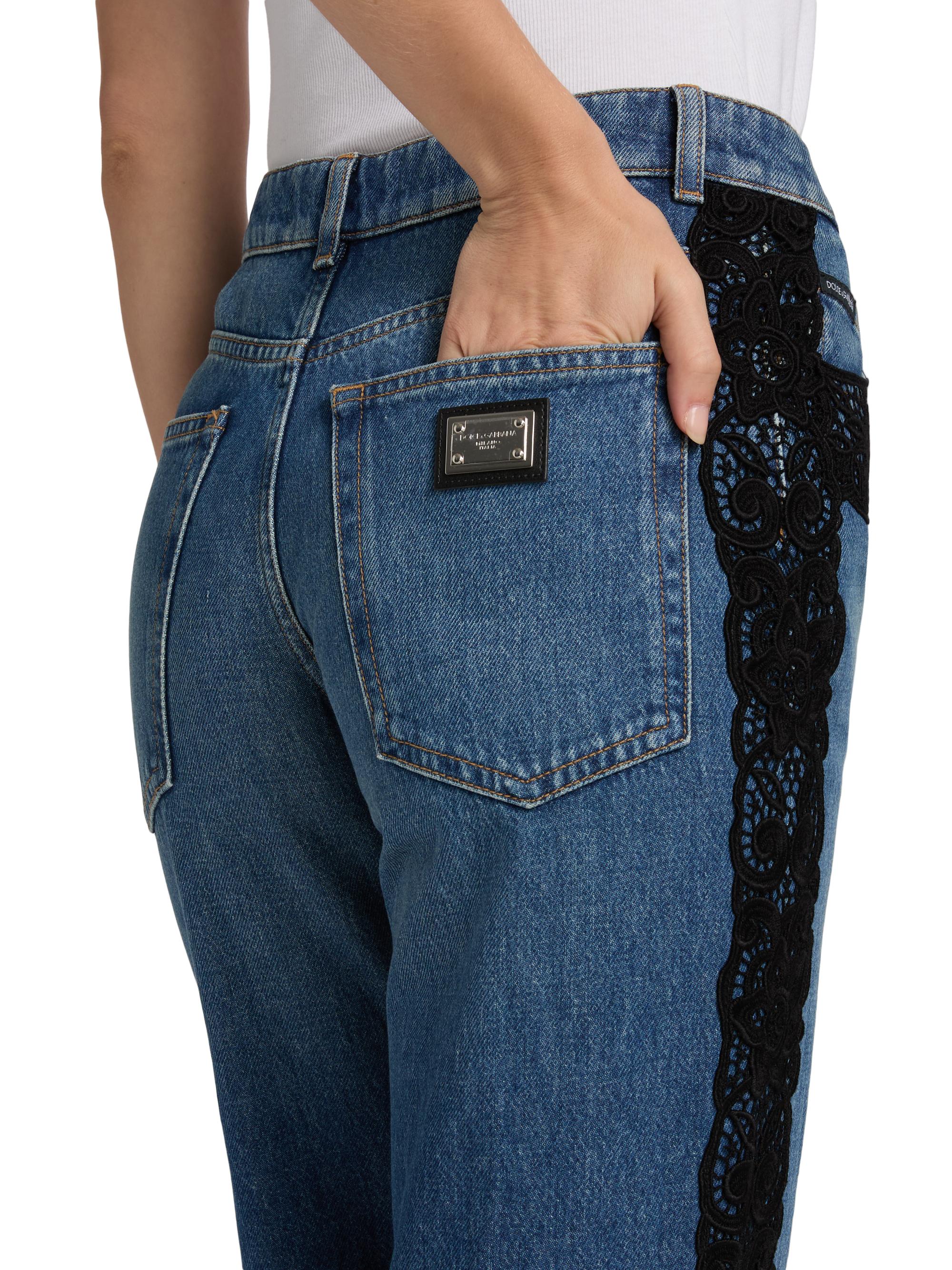 Dolce&Gabbana Lace-Trimmed Straight Mid-Rise Jeans | Saks Fifth Avenue