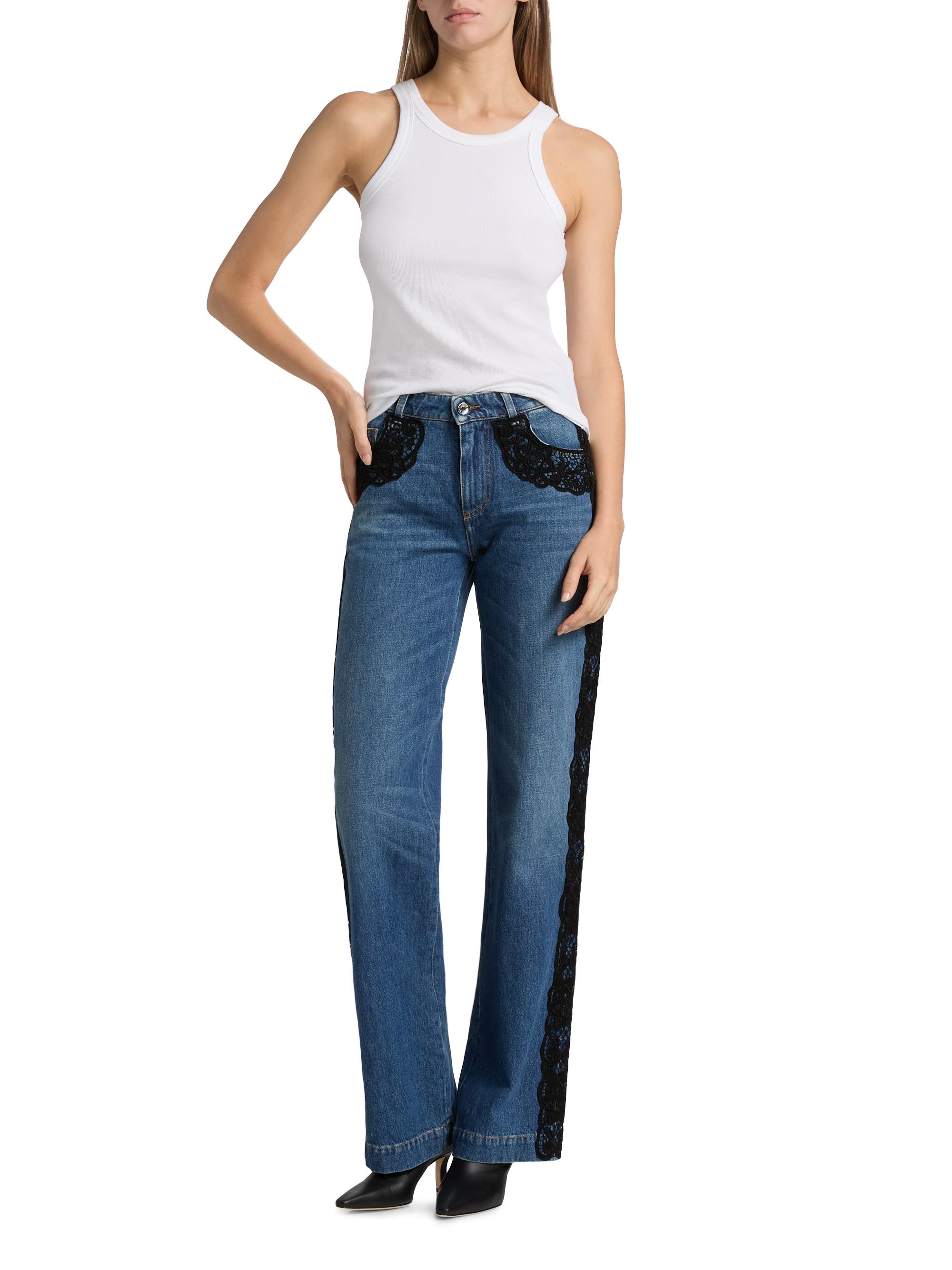 Dolce&Gabbana Lace-Trimmed Straight Mid-Rise Jeans | Saks Fifth Avenue