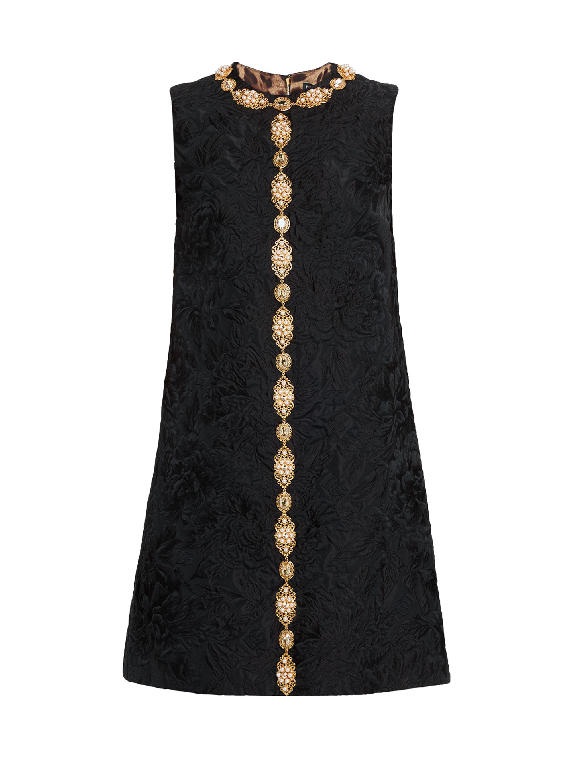 Dolce & Gabbana Women's Peony Brocade Embellished Minidress - Black