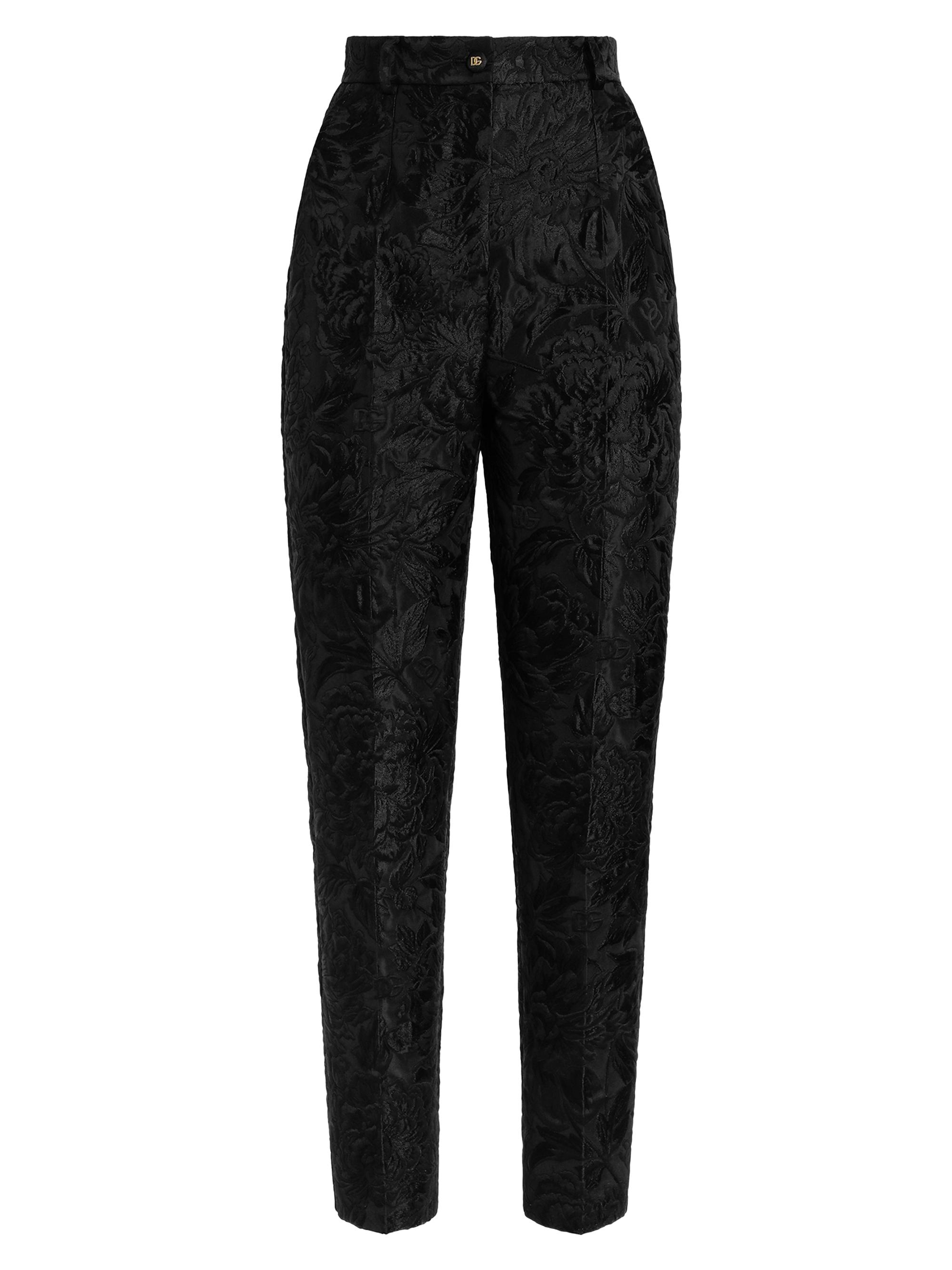 Dolce & Gabbana Women's Floral Brocade High-Rise Slim-Leg Pants - Nero