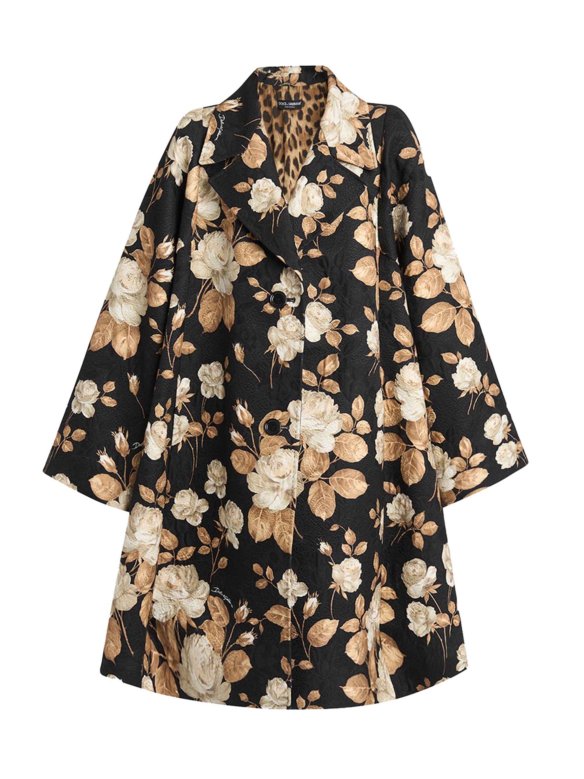 Dolce & Gabbana Women's Floral Brocade A-Line Coat - Rose