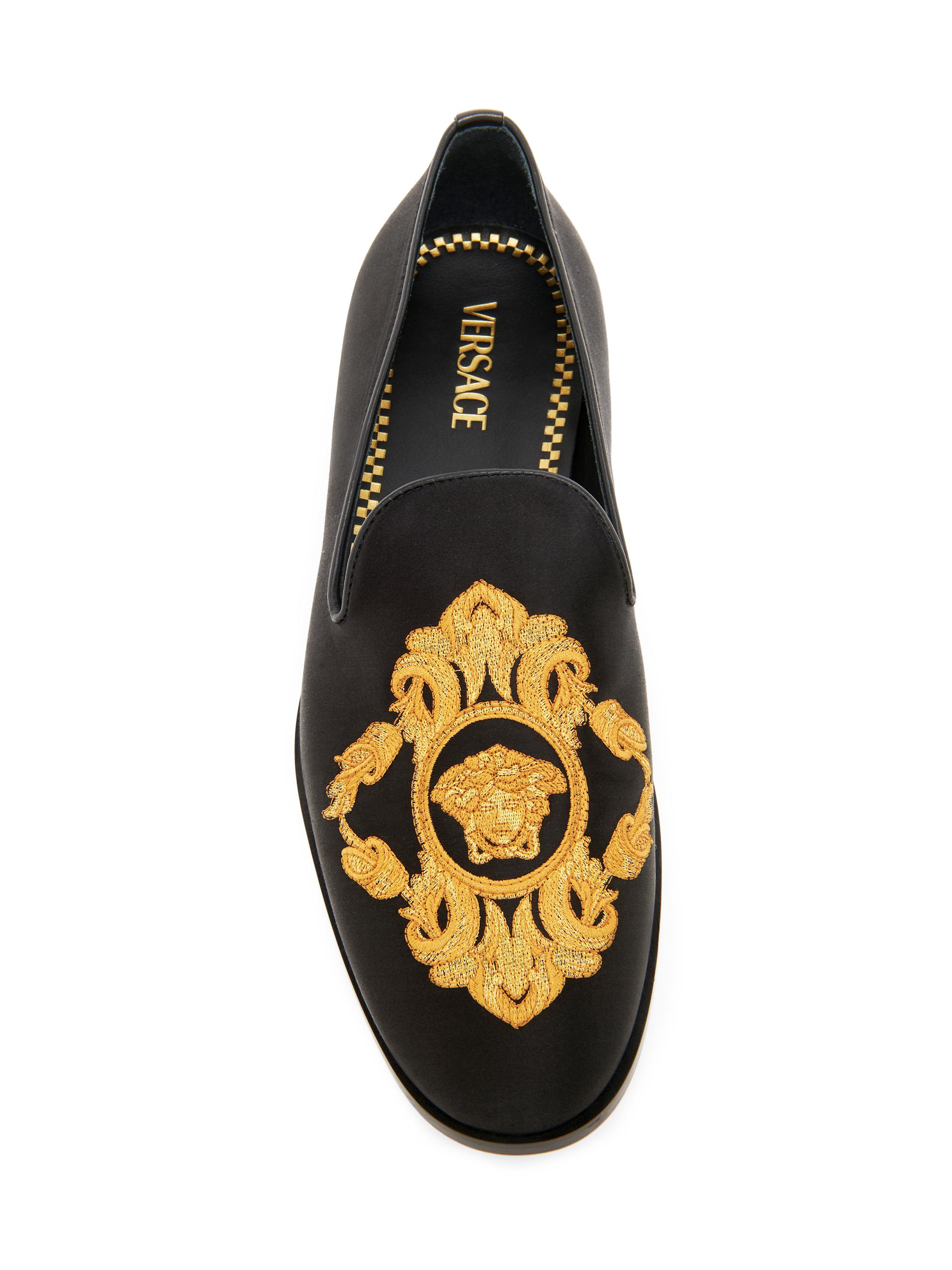 VERSACE メドゥーサロゴ　ブラック×ゴールド　ローファー　37サイズ Versace Medusa Embroidered Loafers | Saks Fifth Avenue