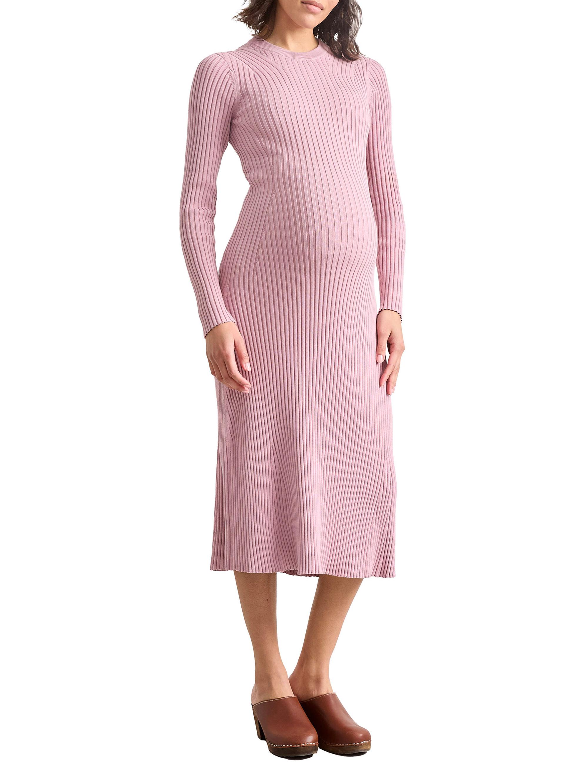 Hatch Women's The Eliana Cotton Rib Maternity Sweater Dress - Mocha Rose
