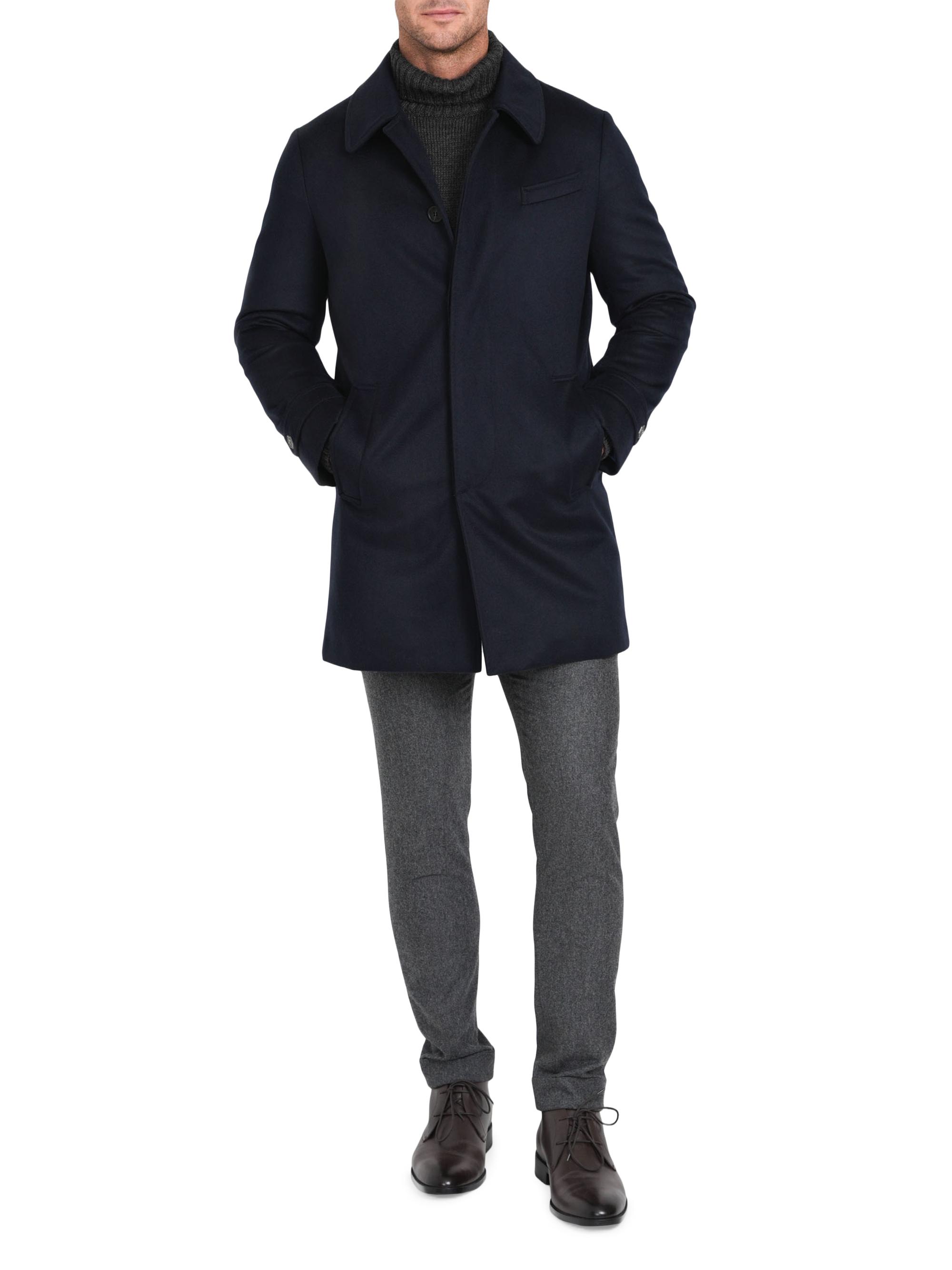Norwegian Wool Men's Euro Virgin Wool-Blend Modern-Fit Coat - Navy