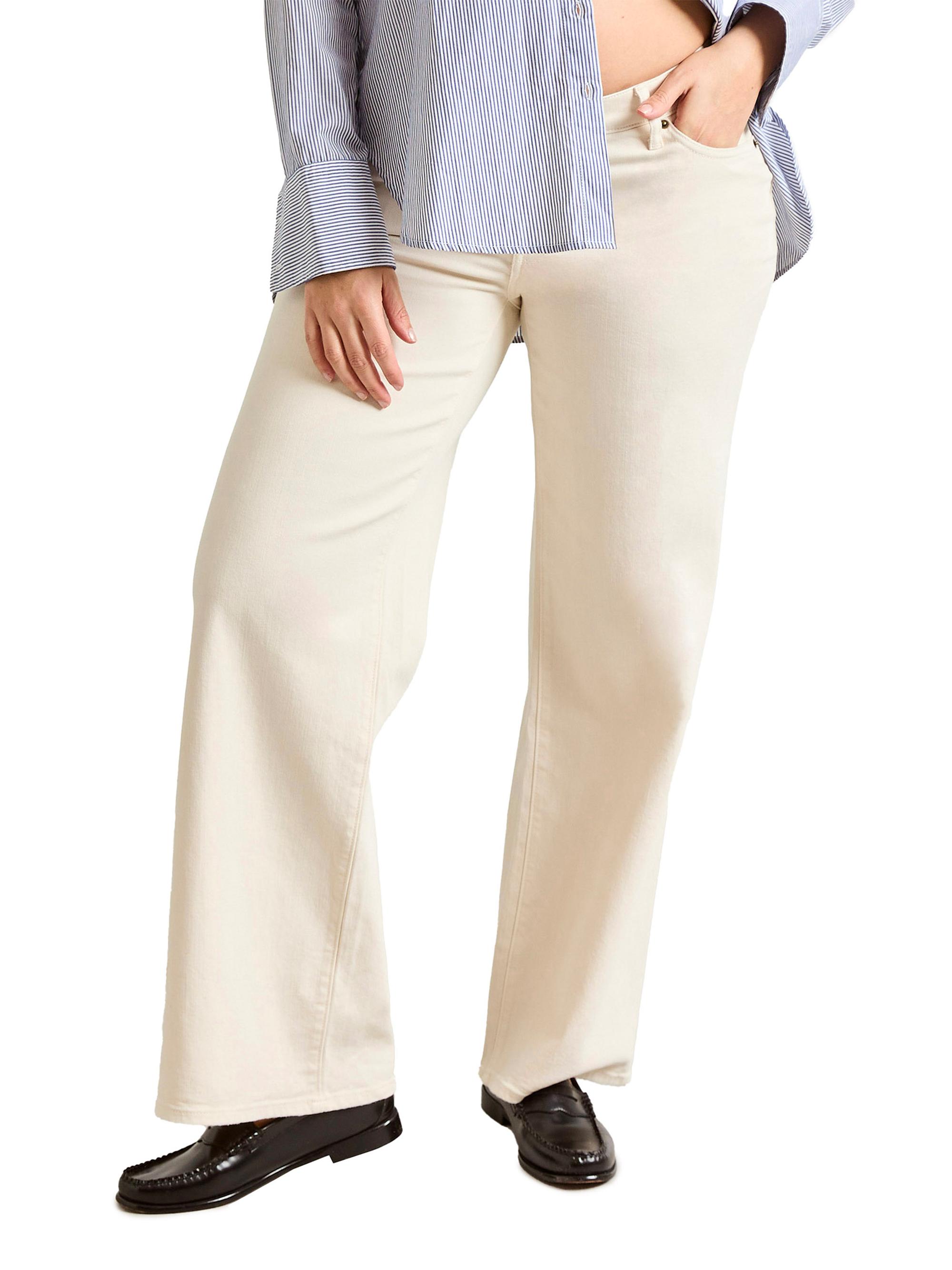 Hatch Women's The Relaxed Maternity Wide Leg Jeans - Vanilla