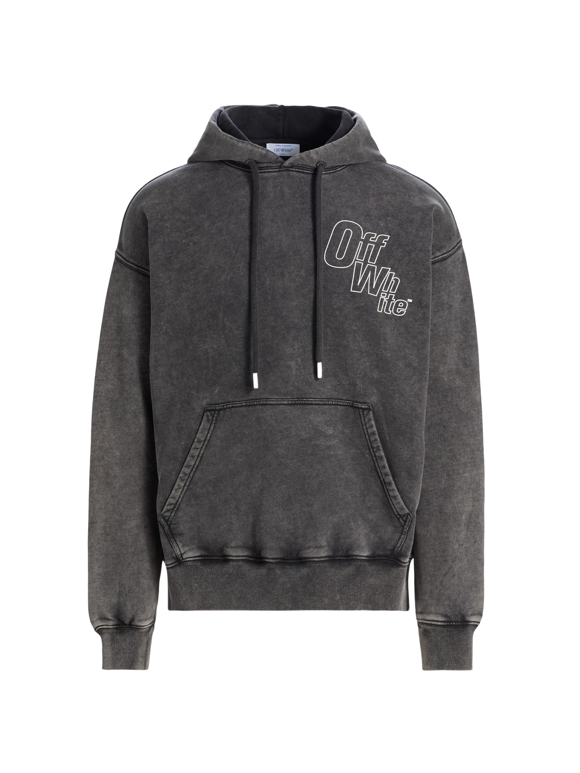 Off-White Men's Outline Arrow Skate Cotton Hoodie - Vintage Black