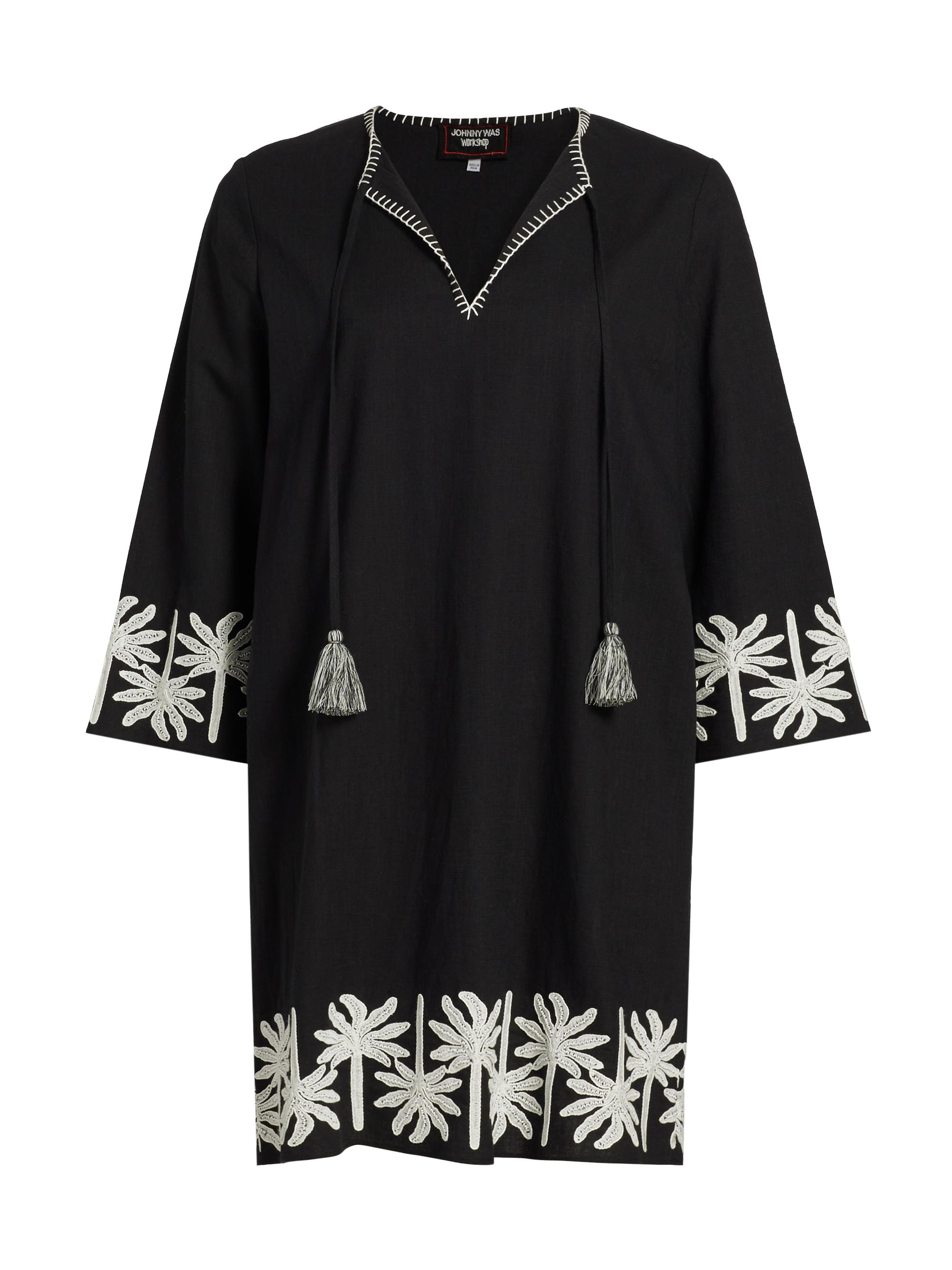 Johnny Was Women's Hannah Cotton-Linen Kimono-Style Sleeve Minidress - Black