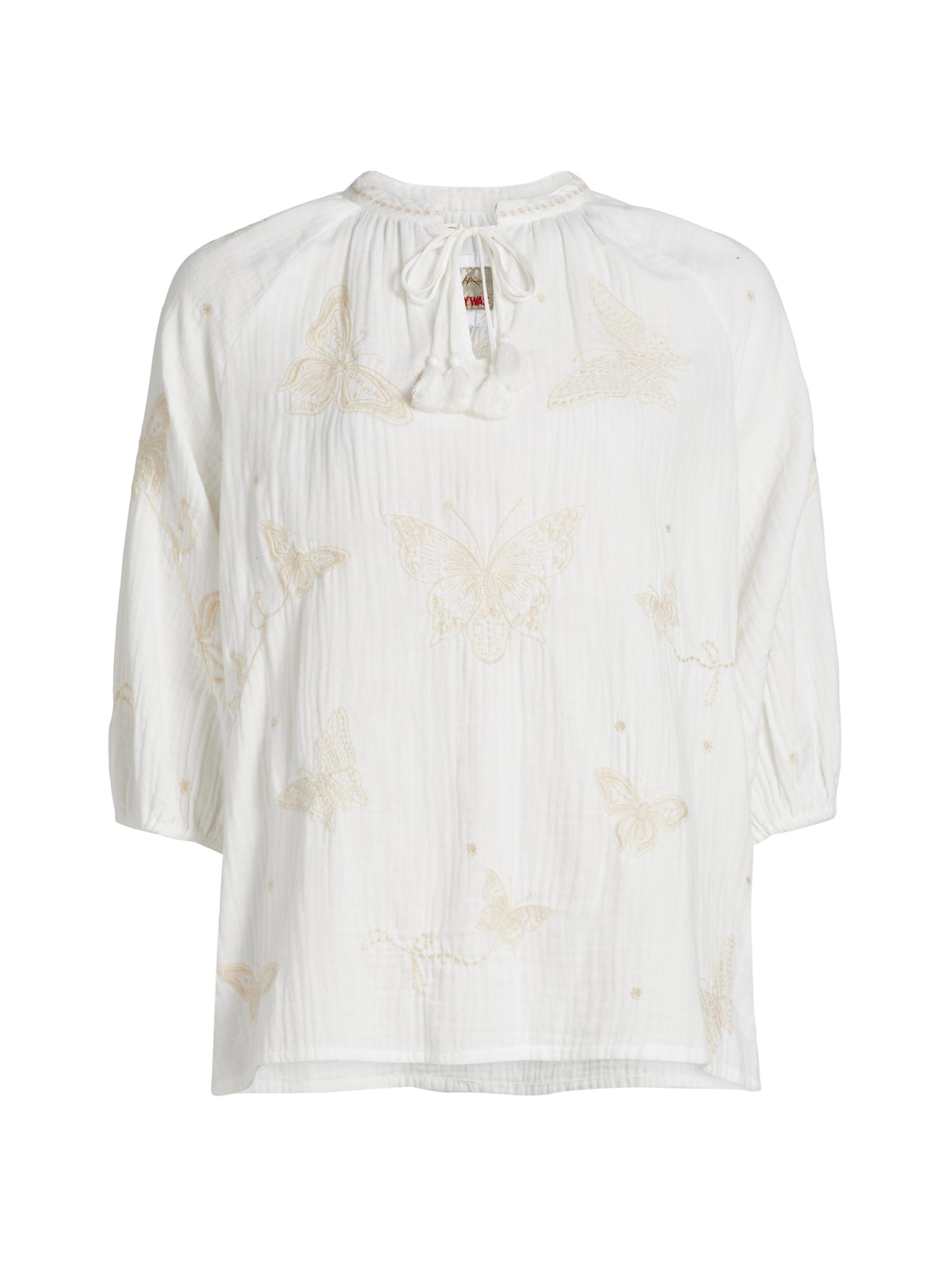 Johnny Was Women's Koleen Embroidered Cotton Blouse - White