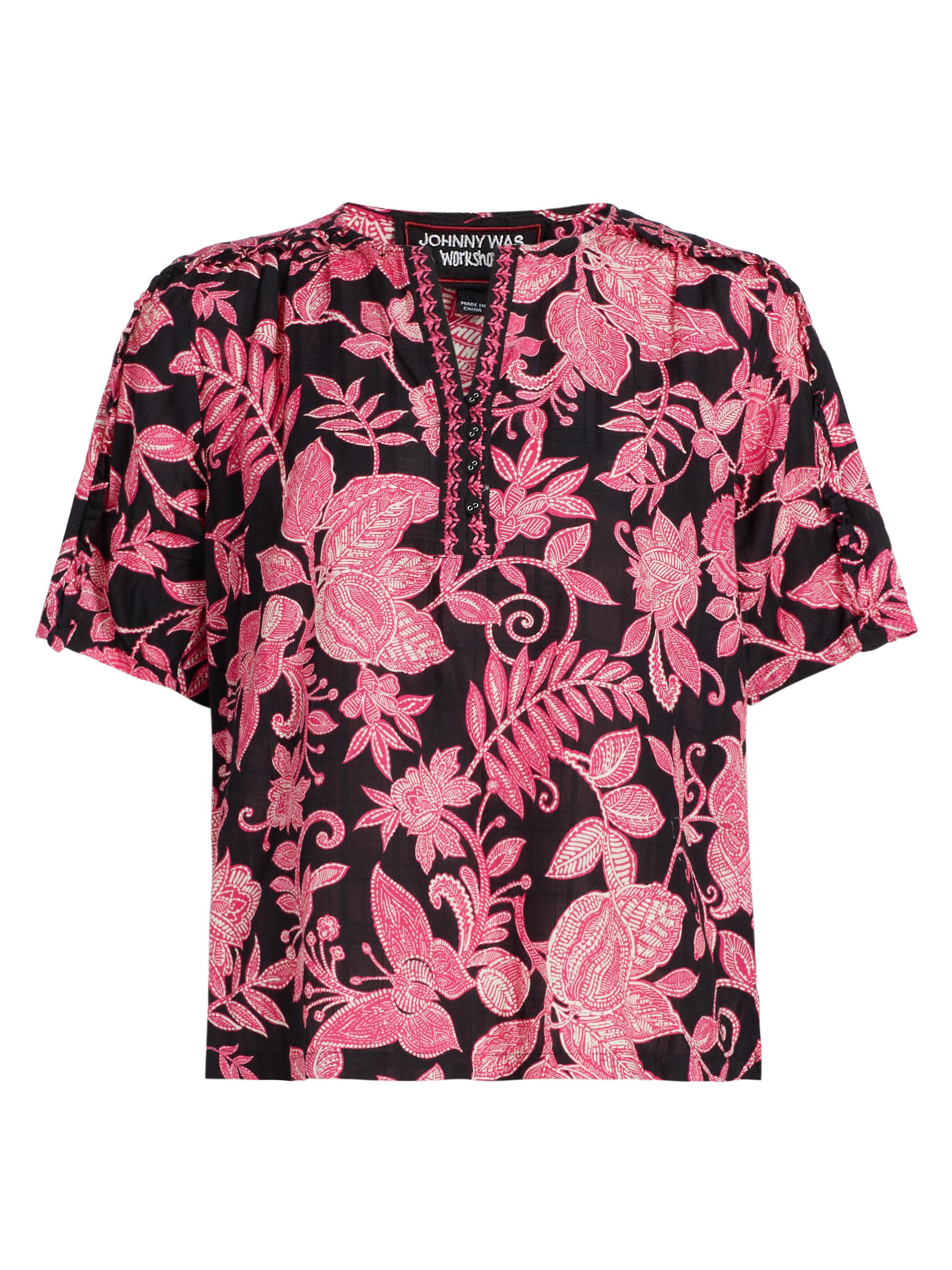 Johnny Was Women's Ruffled Printed Cotton Top - Alycia Black